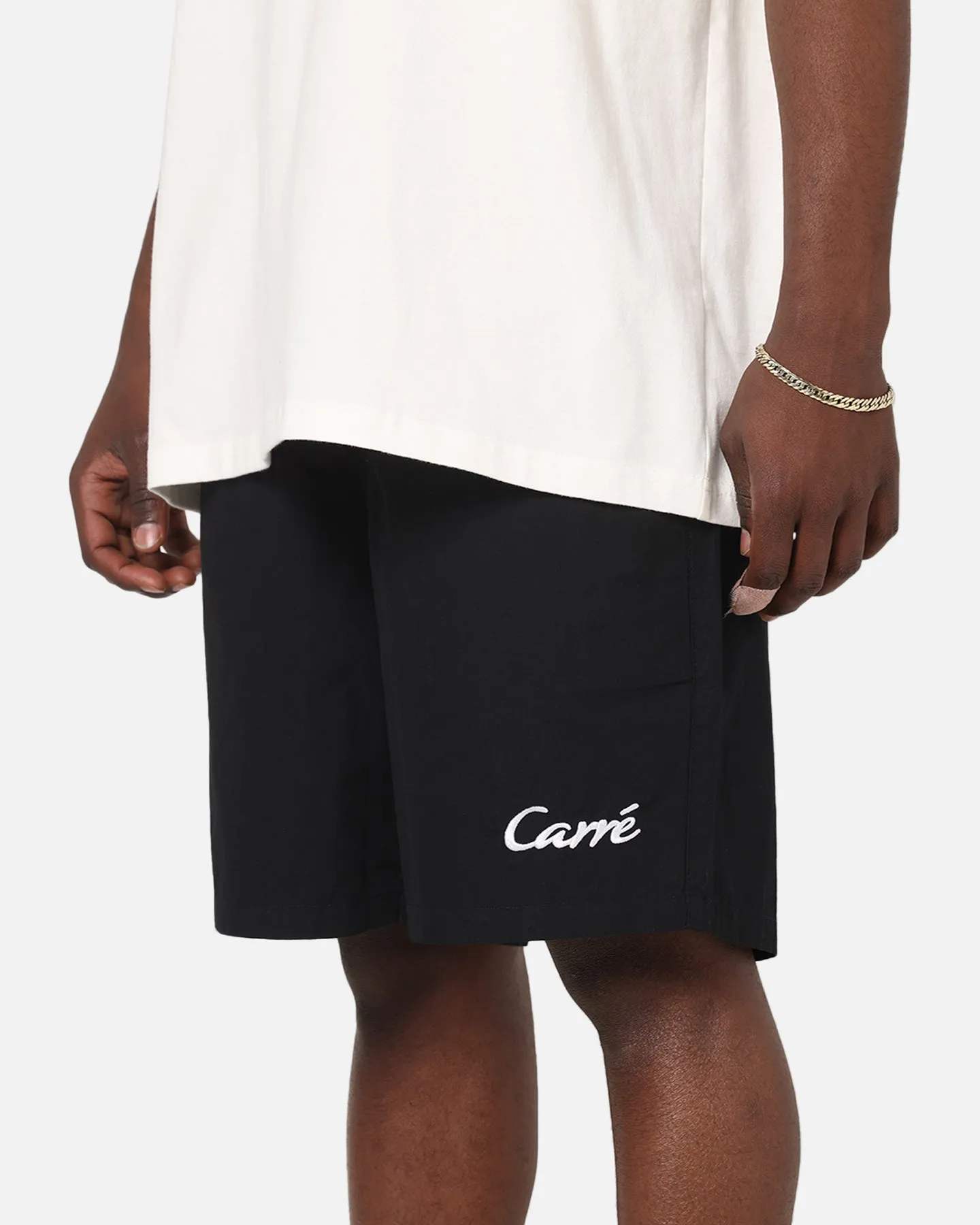 Clean Stretch Modern Aesthetic Carre Da Script Beach Shorts Black