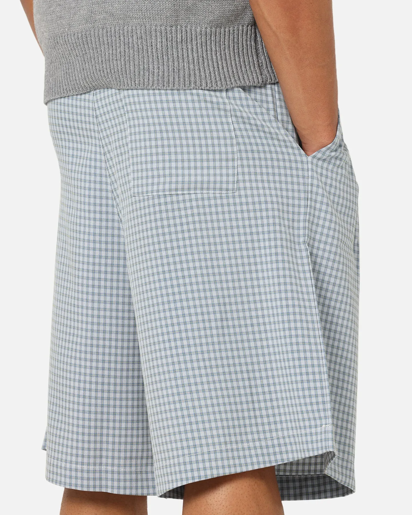 Adaptable Style Sporty Layers XXIII Baggy Pleated Shorts Blue Check