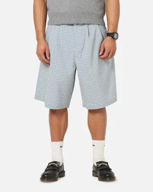 XXIII Baggy Pleated Shorts Blue Check Reinforced Knees FrictionResistantEdging