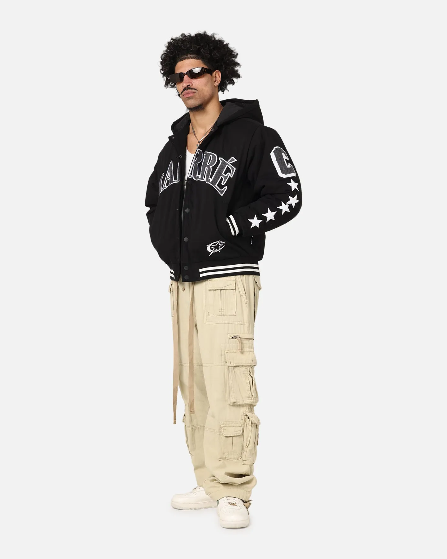 Carre C-Star Varsity Jacket Black Hexagonal Quilted Pattern