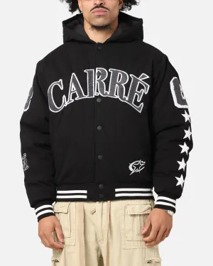 Perforated Details Fresh Layer Carre C-Star Varsity Jacket Black