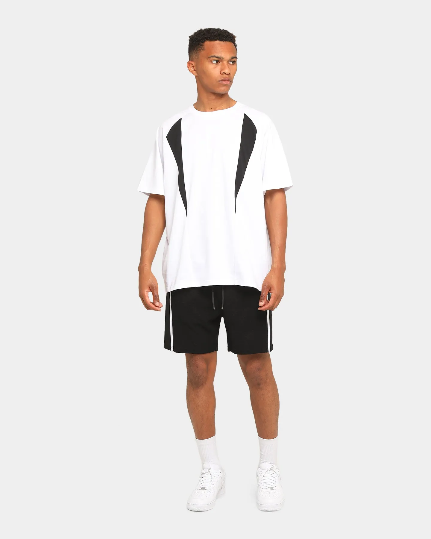 Flattering Shape AntiStaticFinish Elevn Clothing Co. Manifest Raglan Short Sleeve T-Shirt White