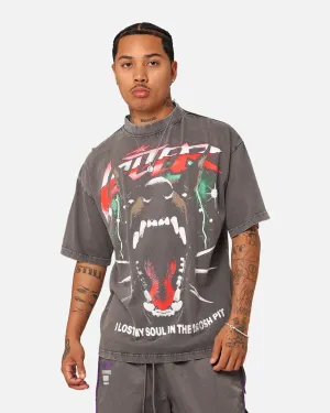 Stretch Knit Loiter Riot Squad Vintage T-Shirt Charcoal Grey
