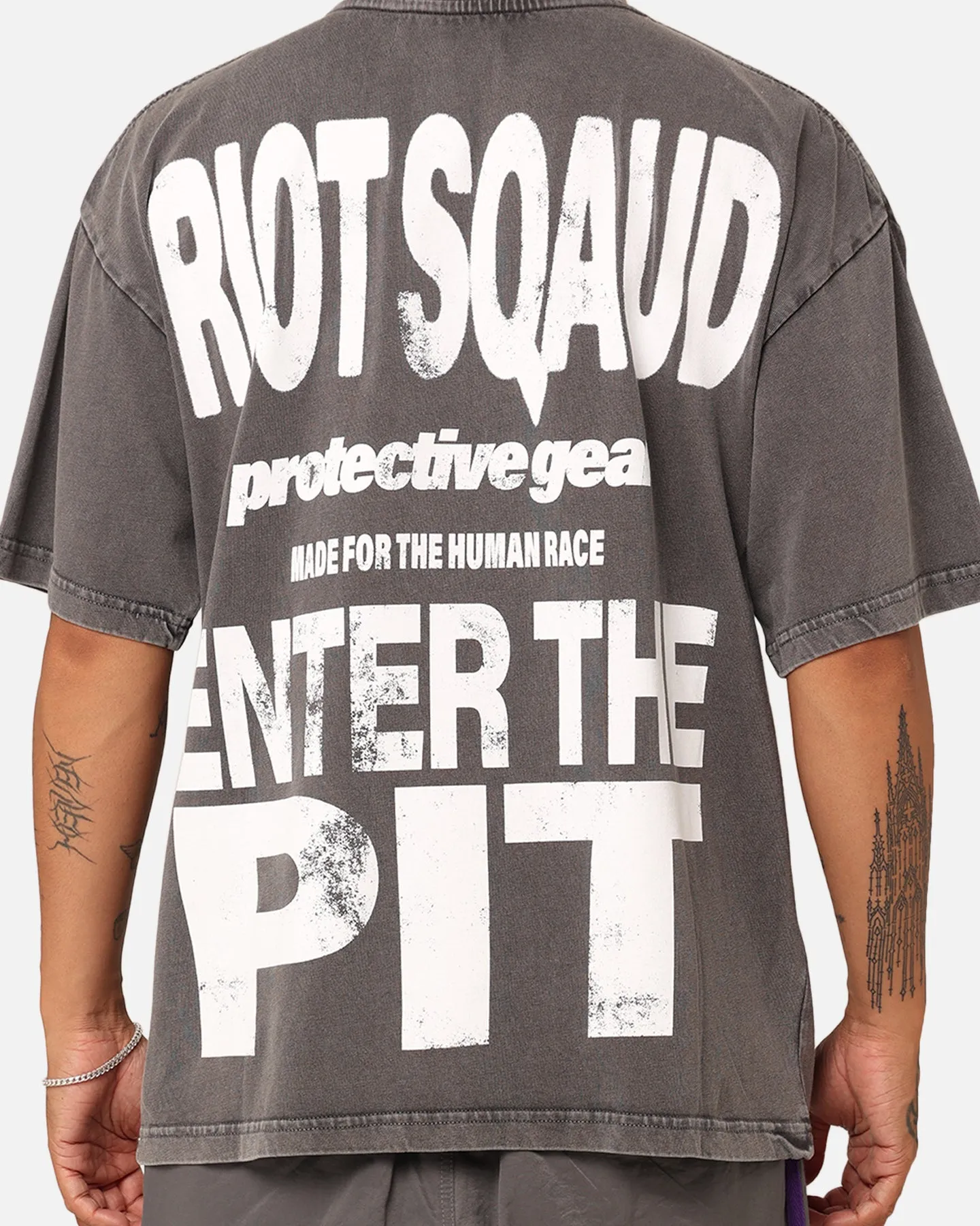 Loiter Riot Squad Vintage T-Shirt Charcoal Grey Essential Wear