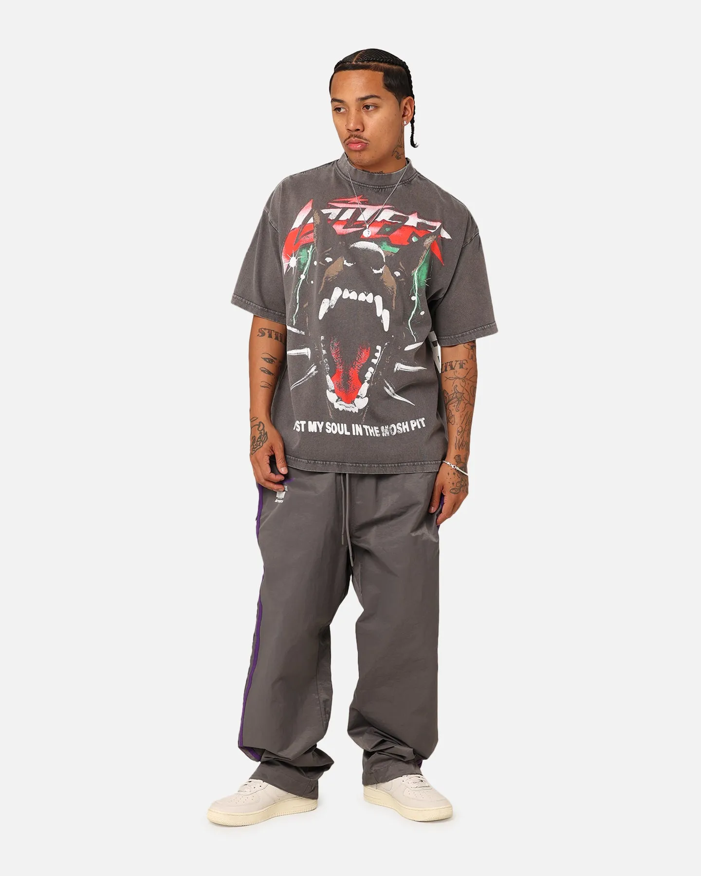 SeamlessSidePanels High-End Quality Loiter Riot Squad Vintage T-Shirt Charcoal Grey