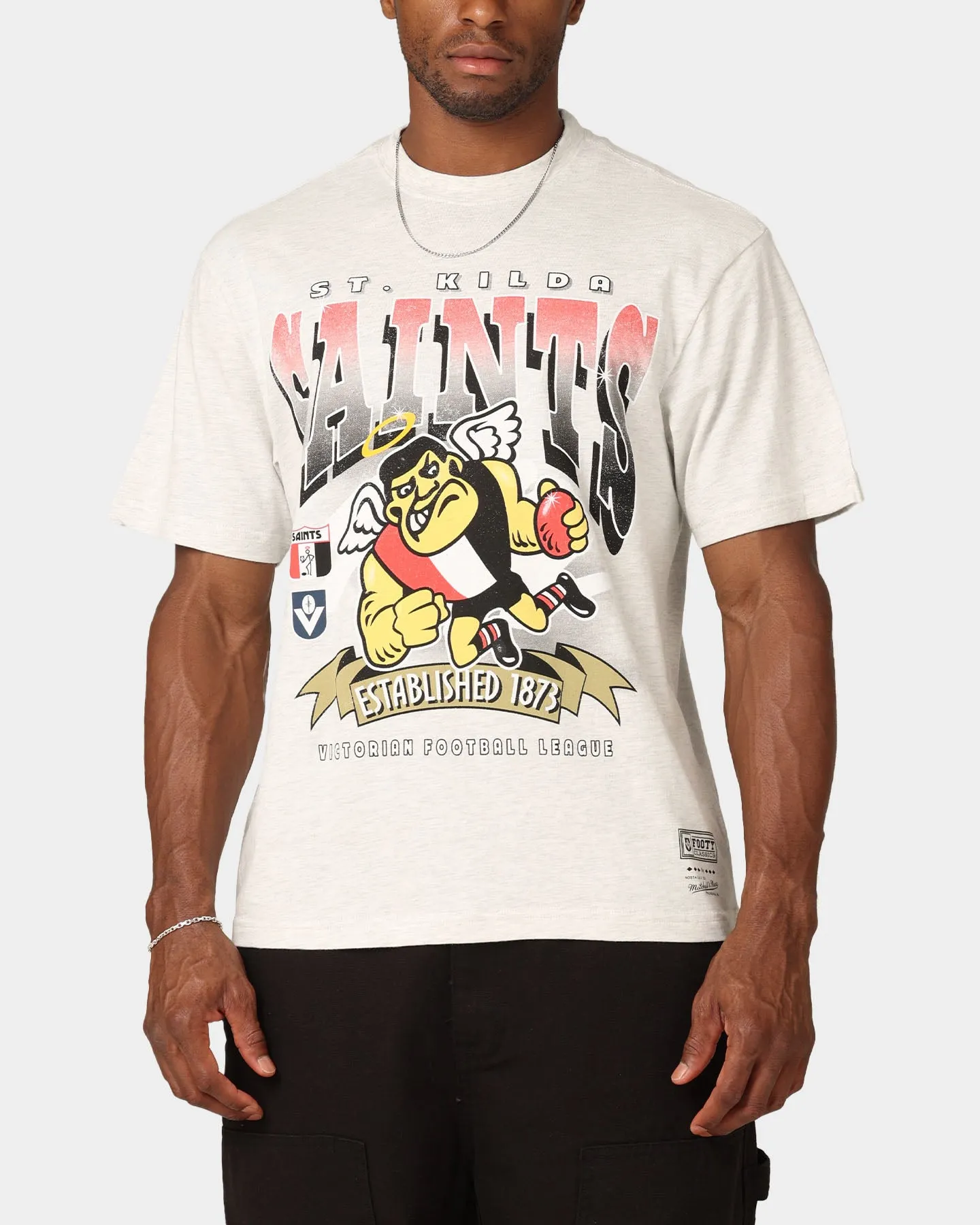 Weekend Smart Look Mitchell & Ness St. Kilda Saints Character T-Shirt Silver Marle