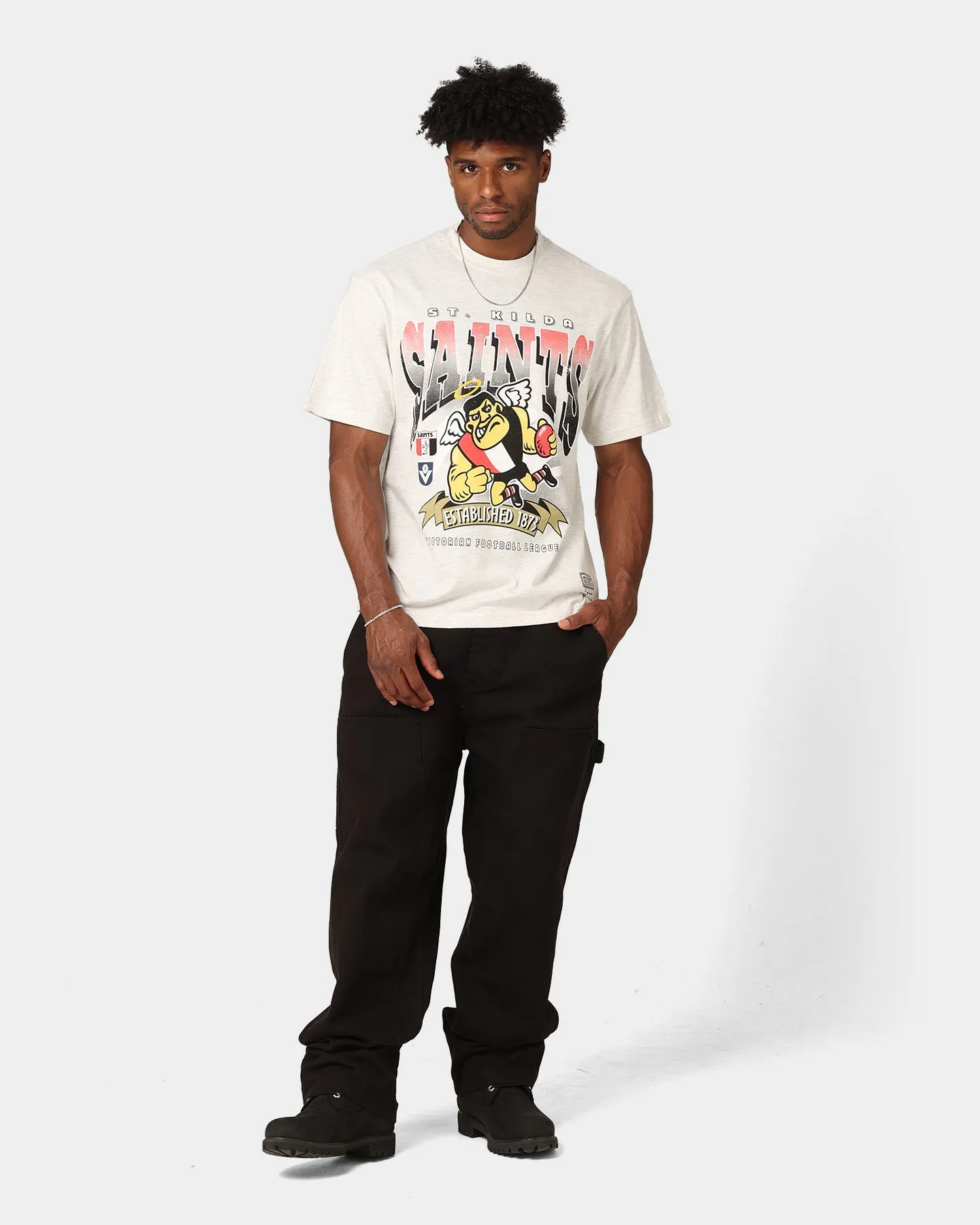 Mitchell & Ness St. Kilda Saints Character T-Shirt Silver Marle Low Environmental Impact Easy Layer
