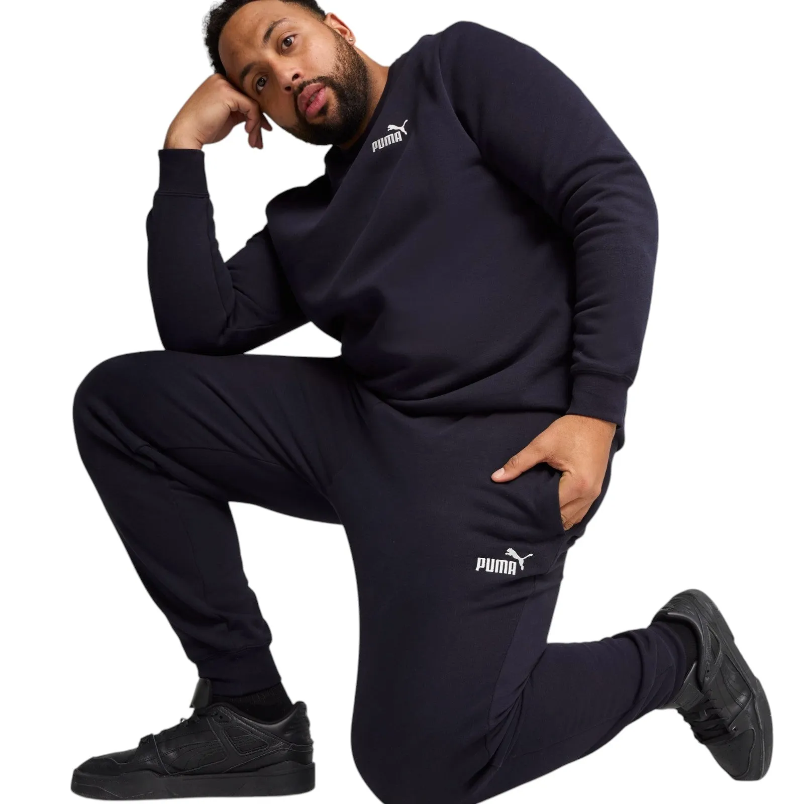 Puma Essentials No. 1 Logo Mens Medium-Rise Fleece Sweatpants Pool Capri