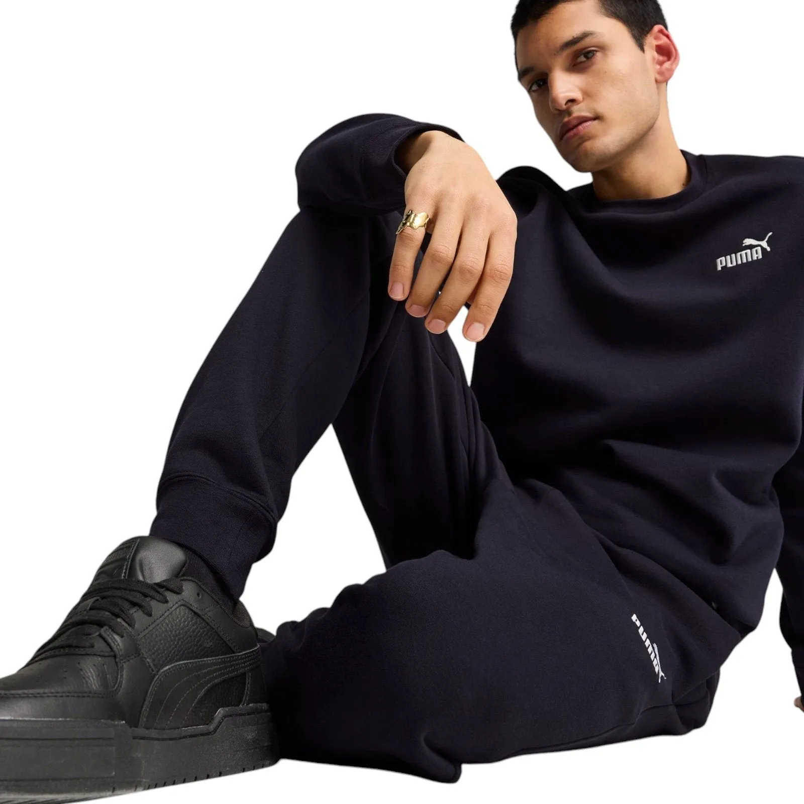 Tension Control Waist Perfect Movement Puma Essentials No. 1 Logo Mens Medium-Rise Fleece Sweatpants
