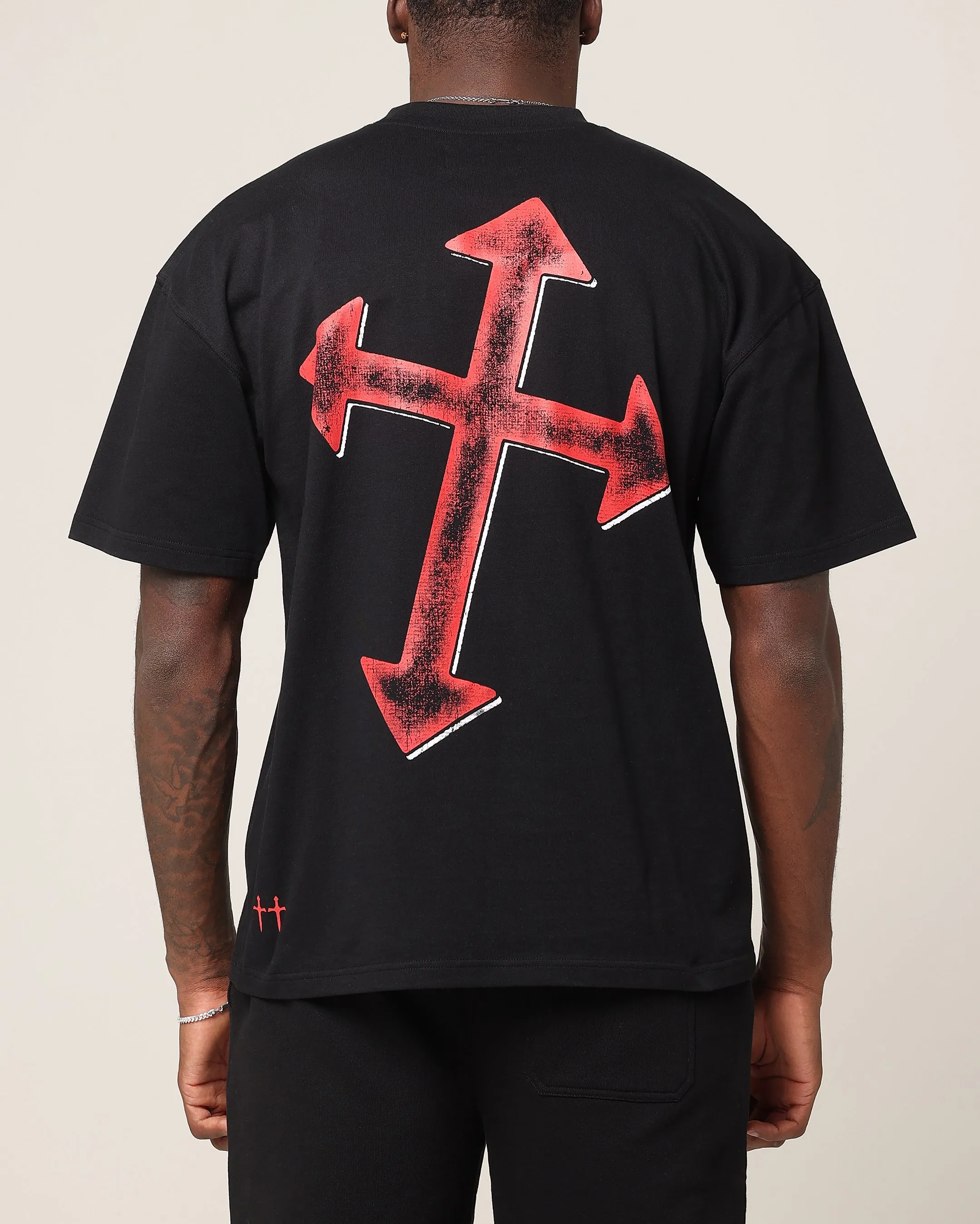 Layered Sleeve Saint Morta Ssix Drop Shoulder T-Shirt Black