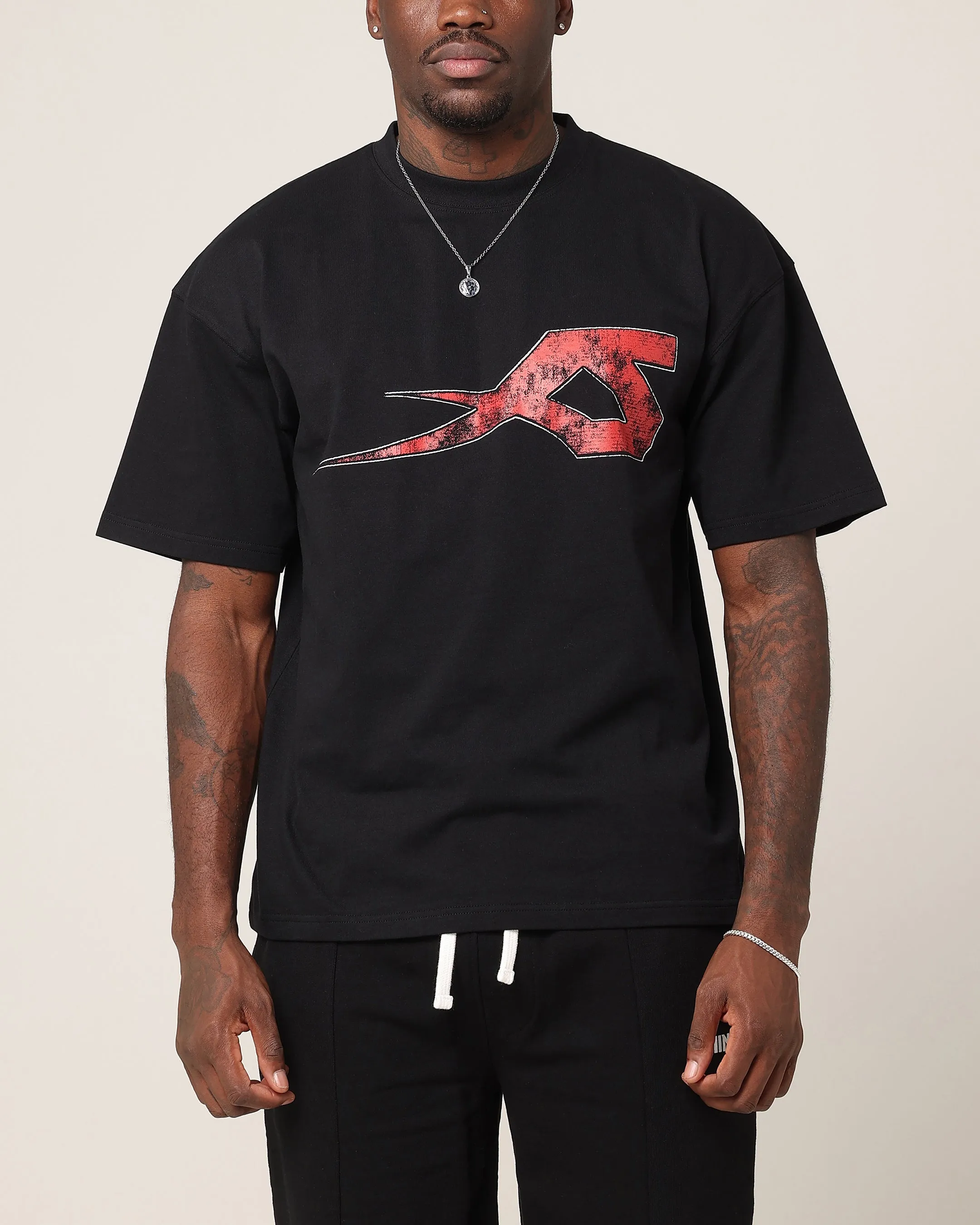 Cozy Vibe Wear Colorfast Dye Saint Morta Ssix Drop Shoulder T-Shirt Black
