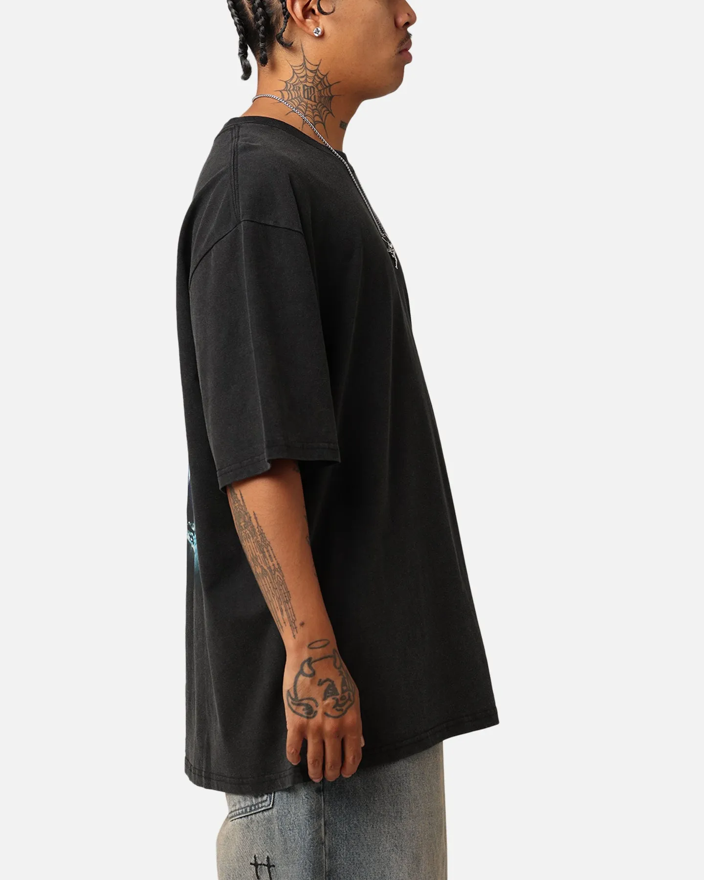Comfort Design Printed uniqueness Tupac Blue Smoke T-Shirt Washed Black