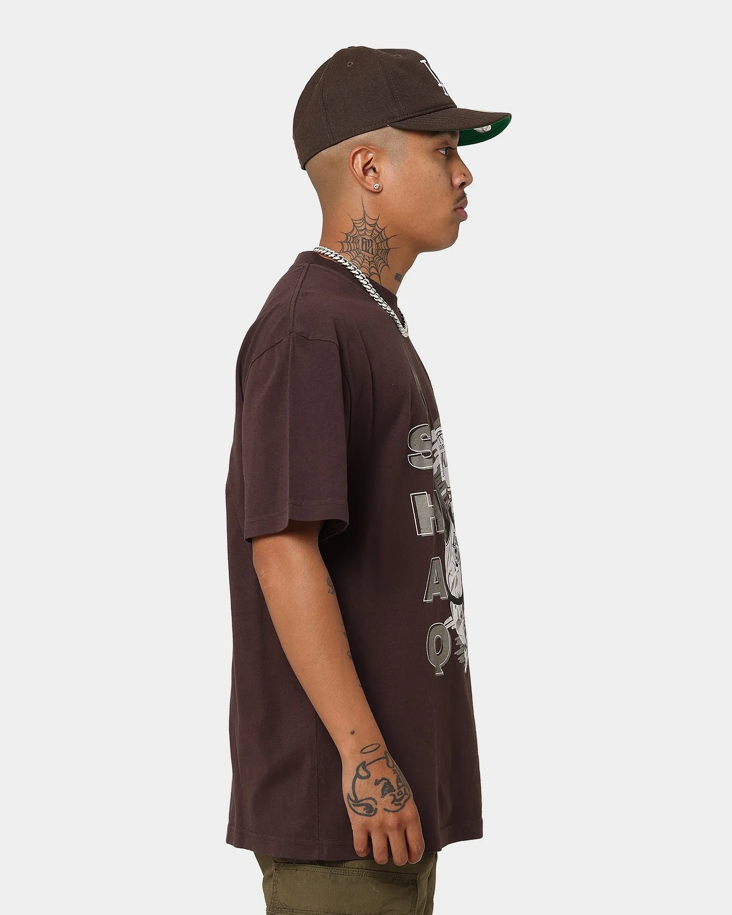 Moisture Control Fabric Mitchell & Ness Los Angeles Lakers Shaquille O'Neal Scribble T-Shirt Baroque Brown