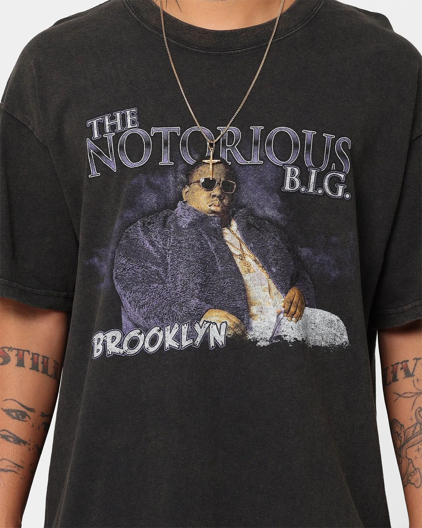 Light and Breezy Timeless Layer Notorious B.I.G King Of Brooklyn T-Shirt Black Wash