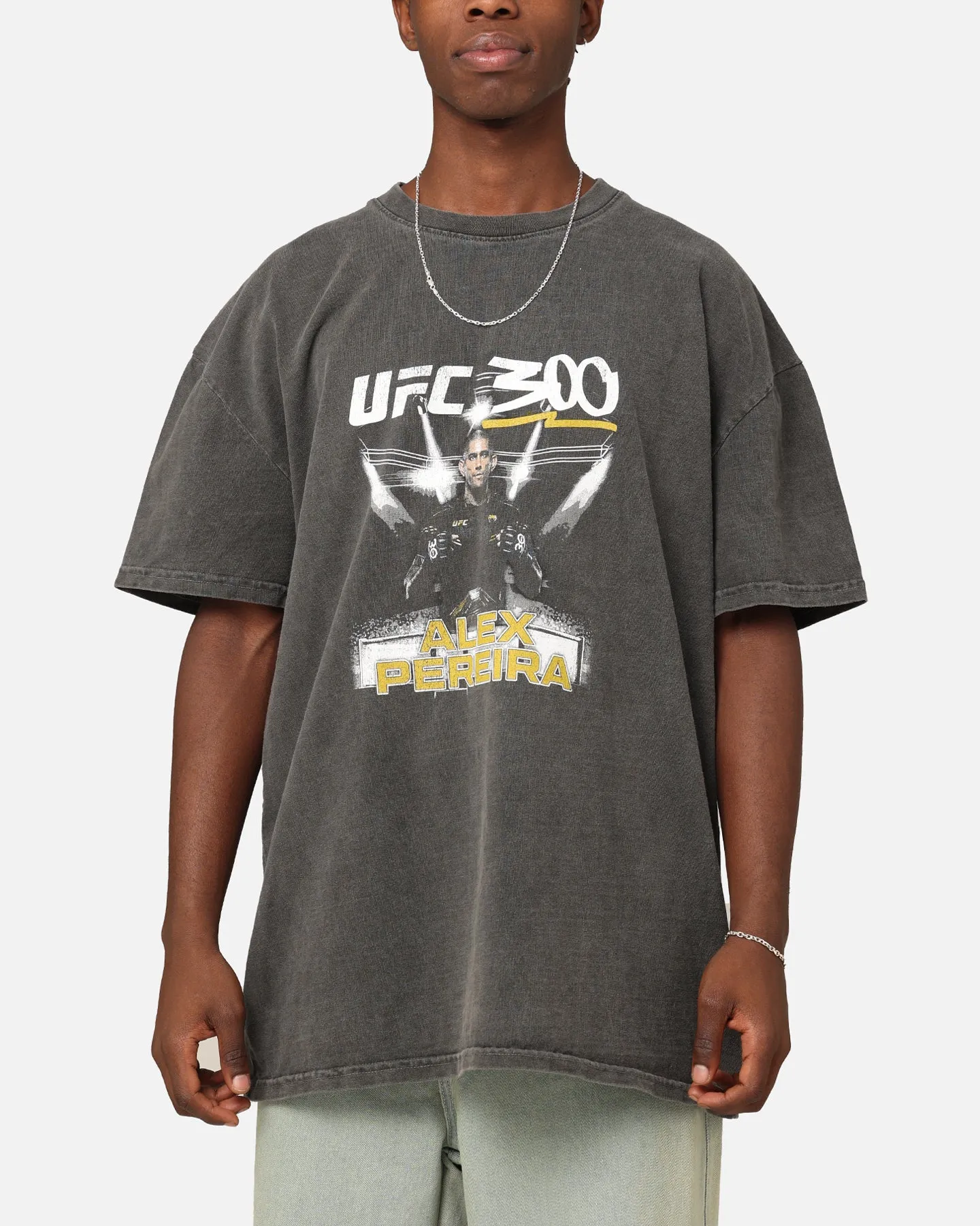 Informal charm Elderly clothing UFC By Culture Kings Alex "Poatan" Pereira 300 Heavyweight T-Shirt Black Wash