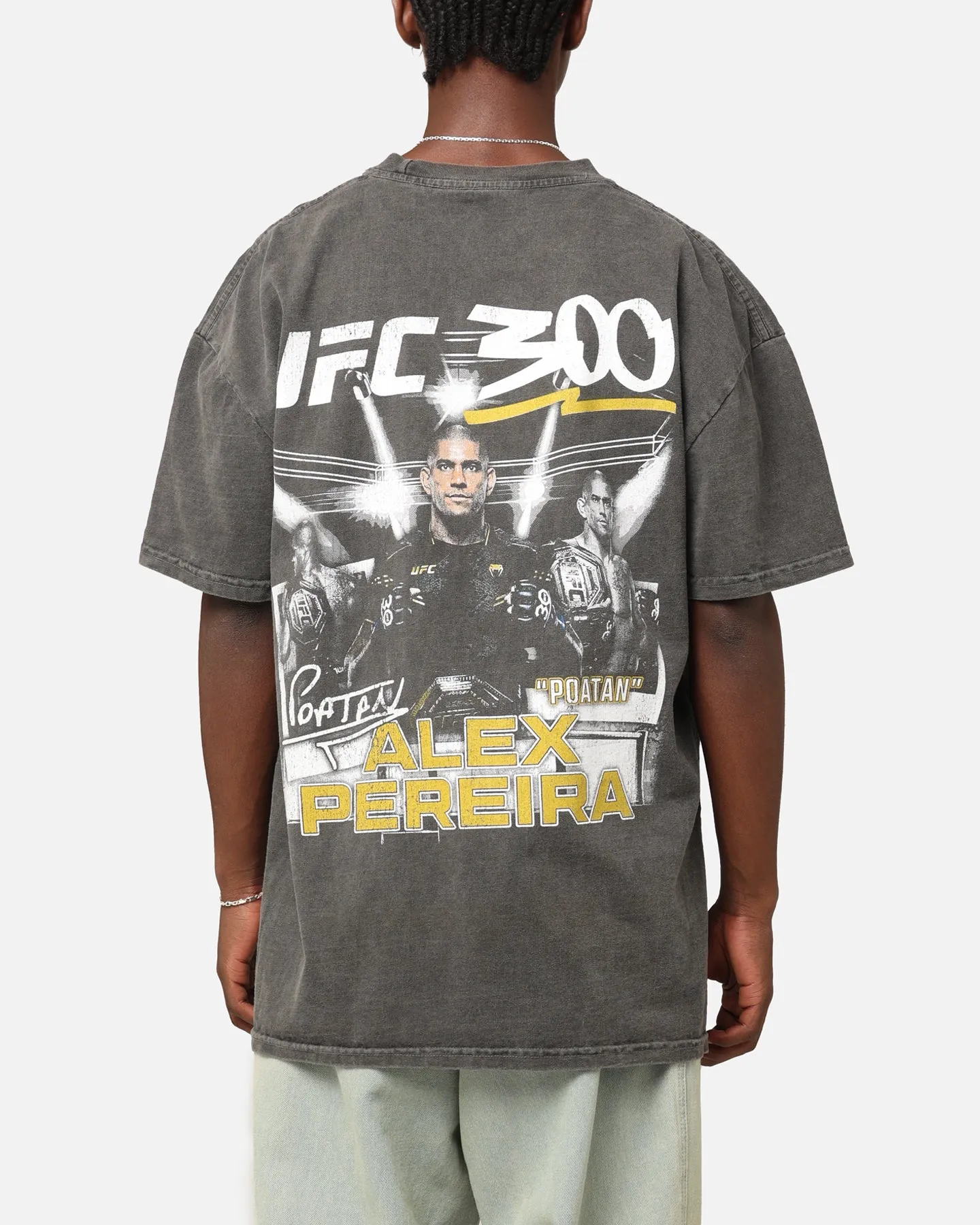 UFC By Culture Kings Alex "Poatan" Pereira 300 Heavyweight T-Shirt Black Wash Multi Directional Stretch Sophisticated Casual