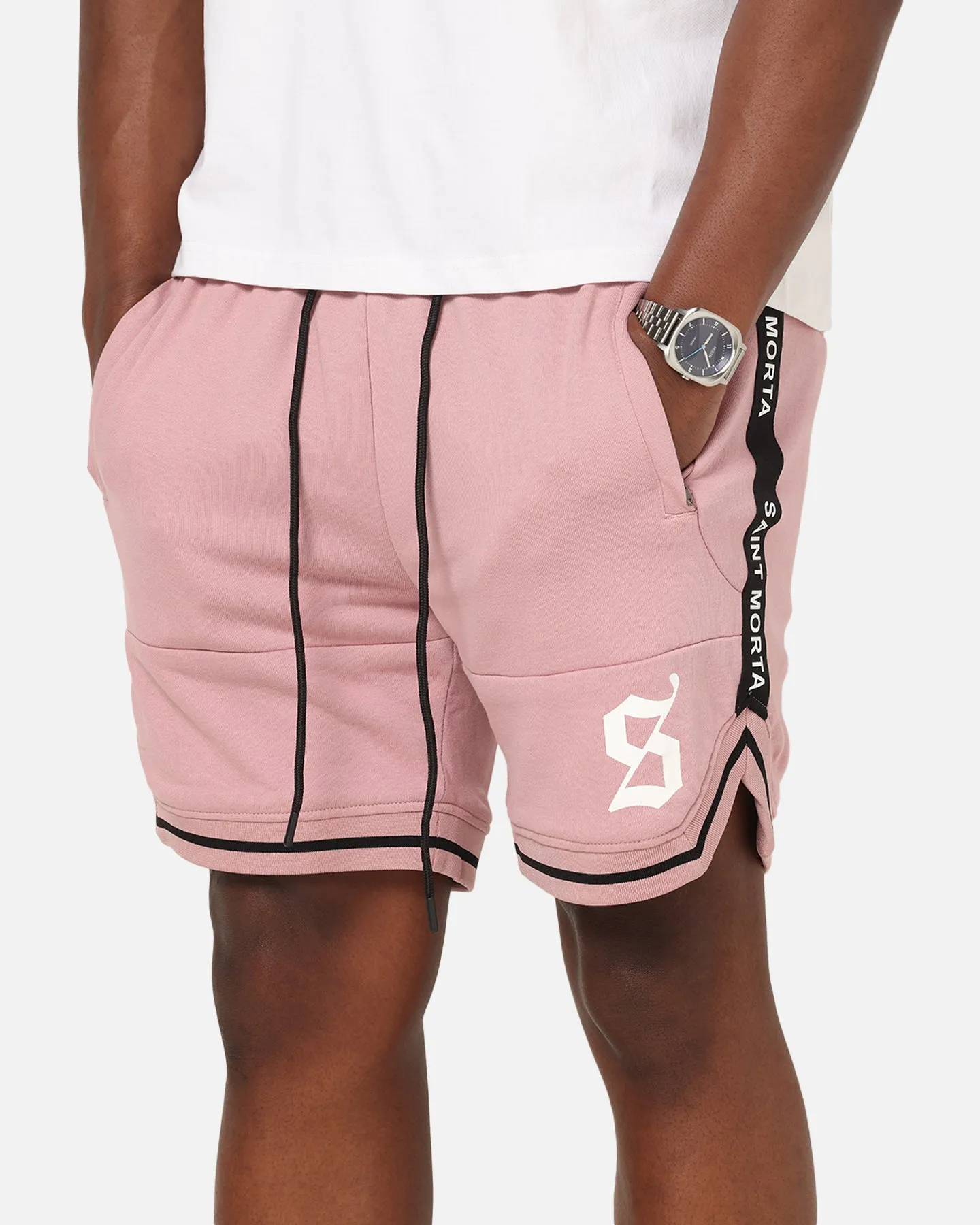 Saint Morta Icon X Fleece Shorts Dusty Pink Quick Drying Fabric clubbing attire