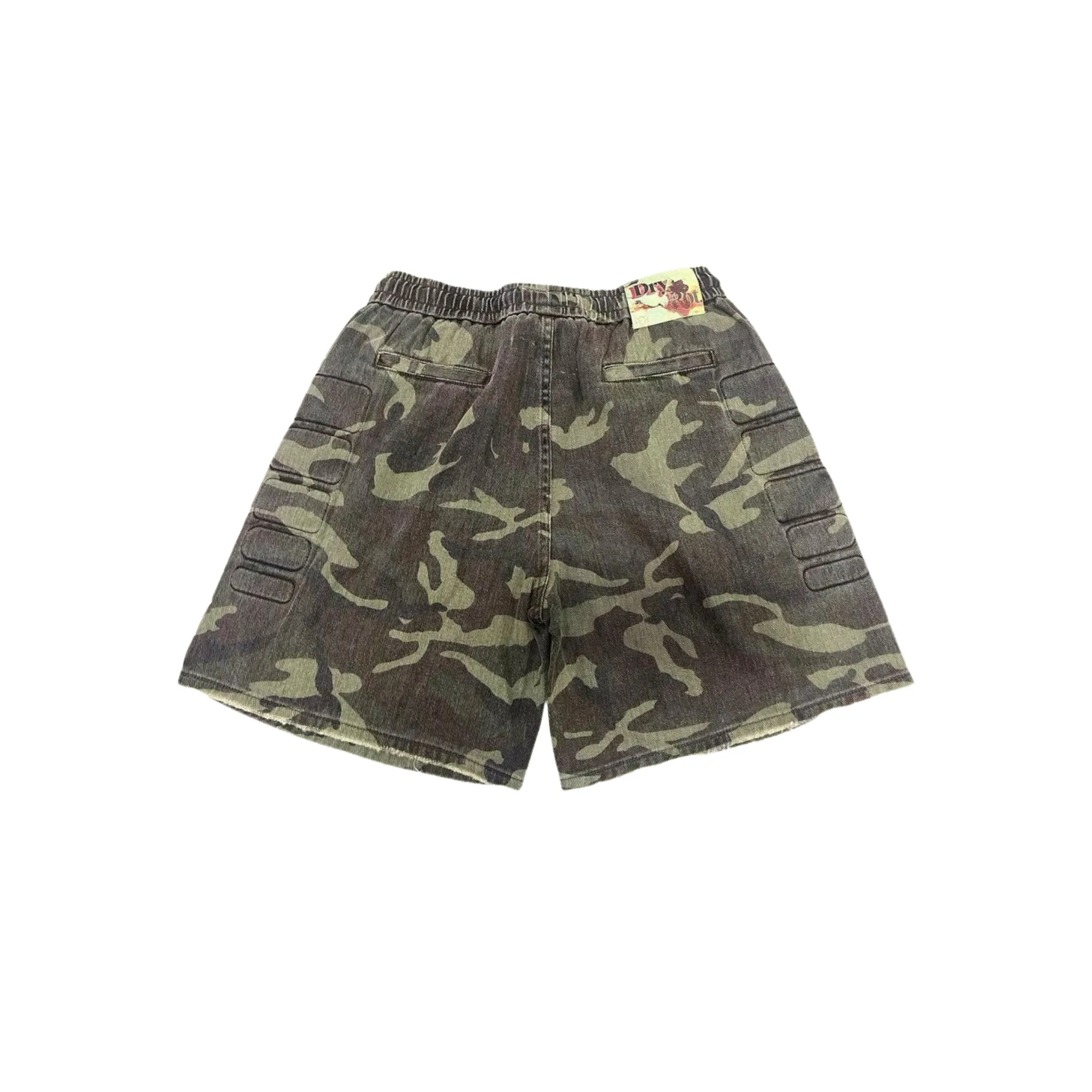 Virtual Mode Handmade Glow Dry Rot "Denim Goods" Shorts Camo Wash