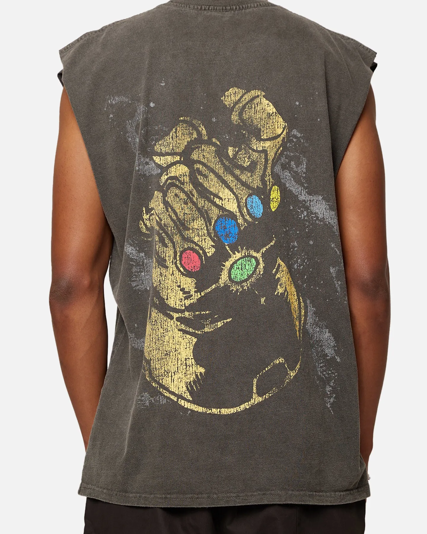 Wrinkle Resistant Cloth Marvel Thanos Heavyweight Vintage Muscle T-Shirt Black Wash