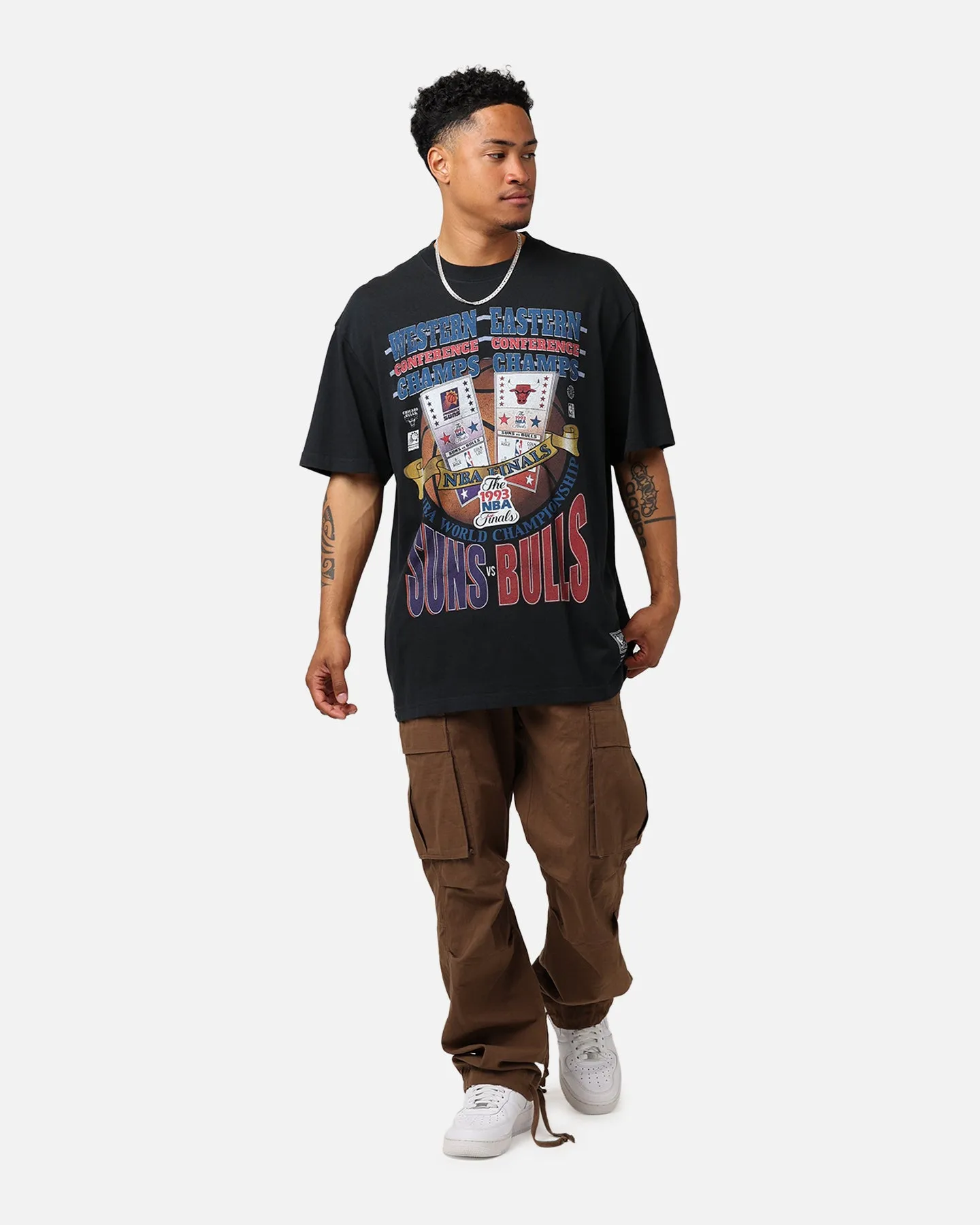 Mitchell & Ness Chicago Bulls Vs. Phoenix Suns T-Shirt Faded Black Street Casual Look athletic style