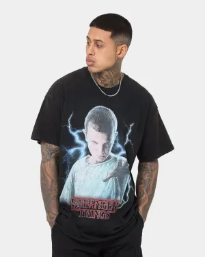 Goat Crew X Stranger Things Eleven Premium Vintage T-Shirt Black Wash Rayon blend Longline Hemline