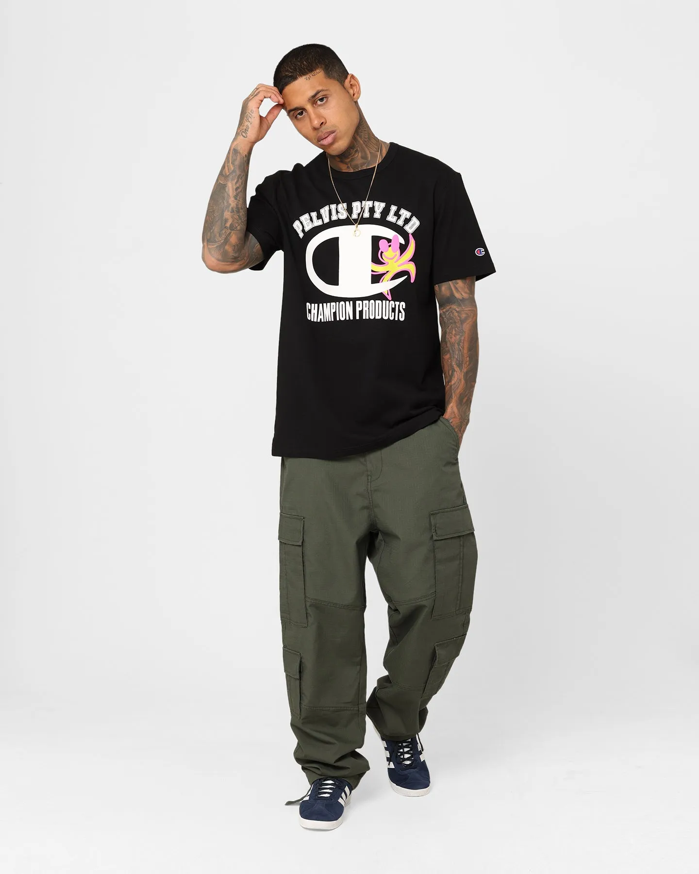 Breathable Wearable Champion X Pelvis Graphic T-Shirt Black