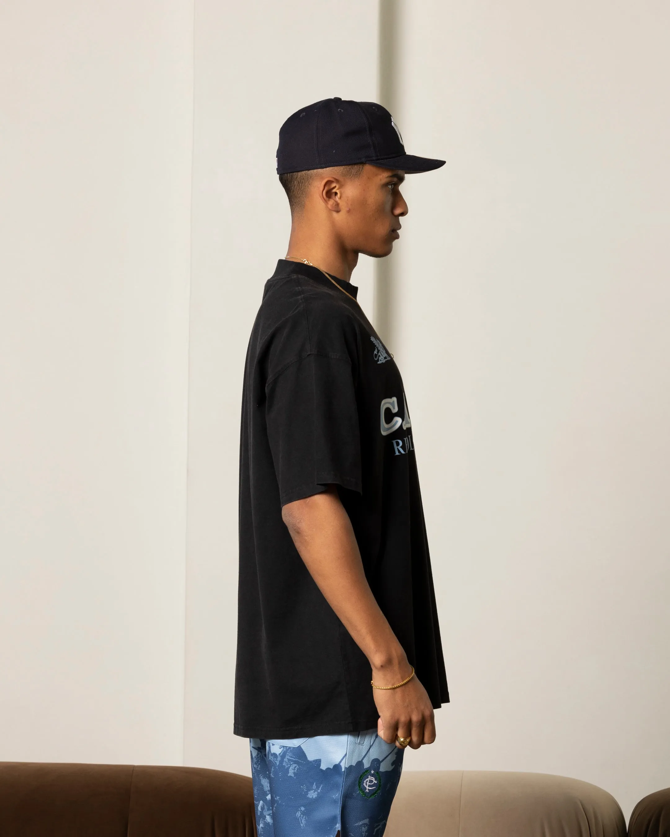 Relaxed Everyday Wear Carre Formula Oversized T-Shirt Washed Black