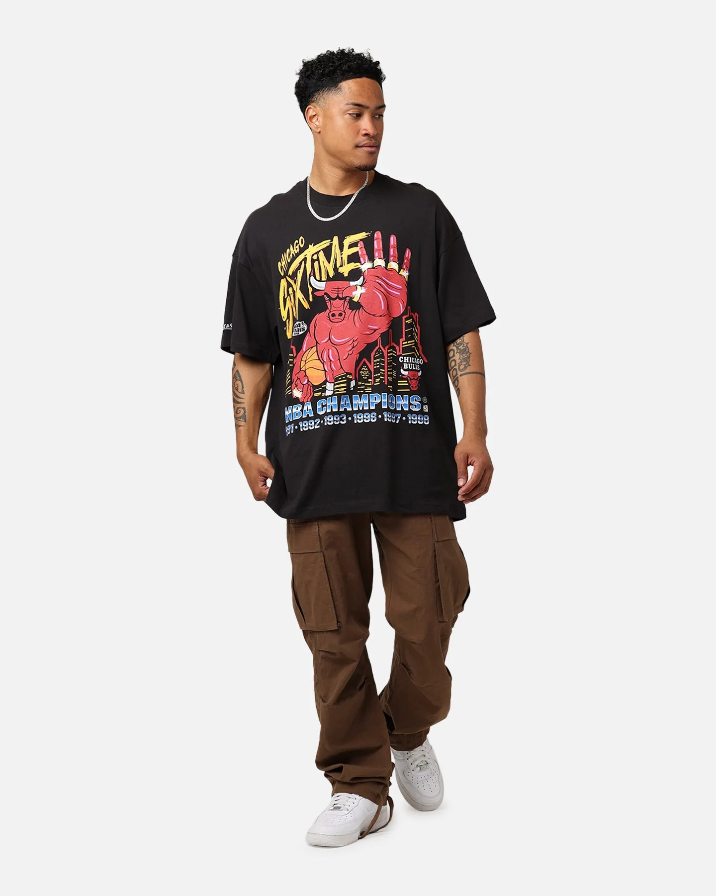 Mitchell & Ness Chicago Bulls Six Time T-Shirt Black Stretchable Armholes