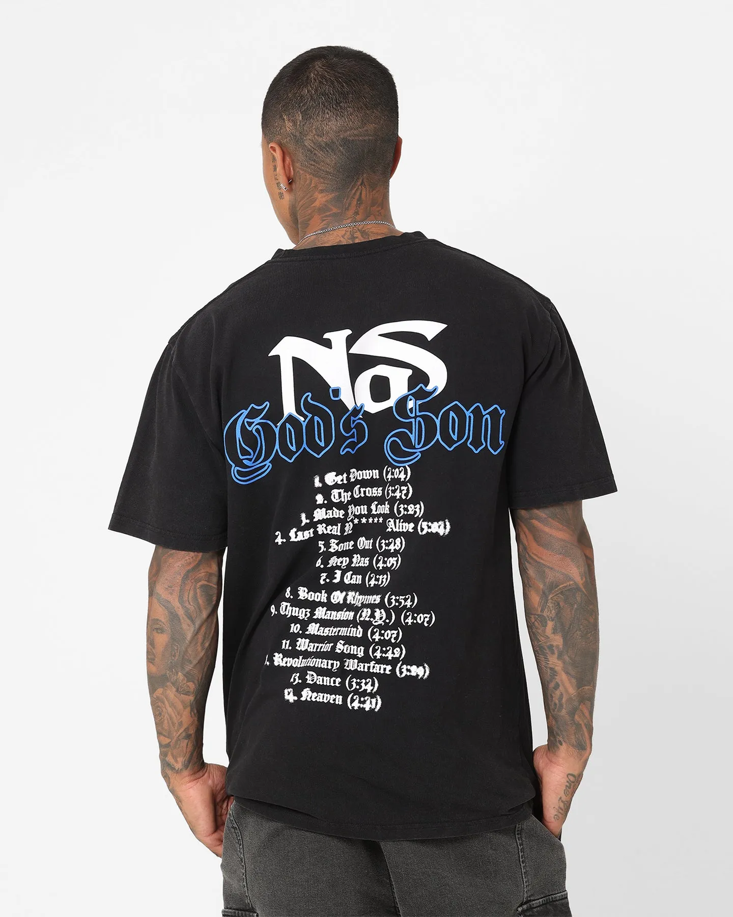 Nas Gods Son Black T-Shirt Washed Black UltraSoftBrushedInterior