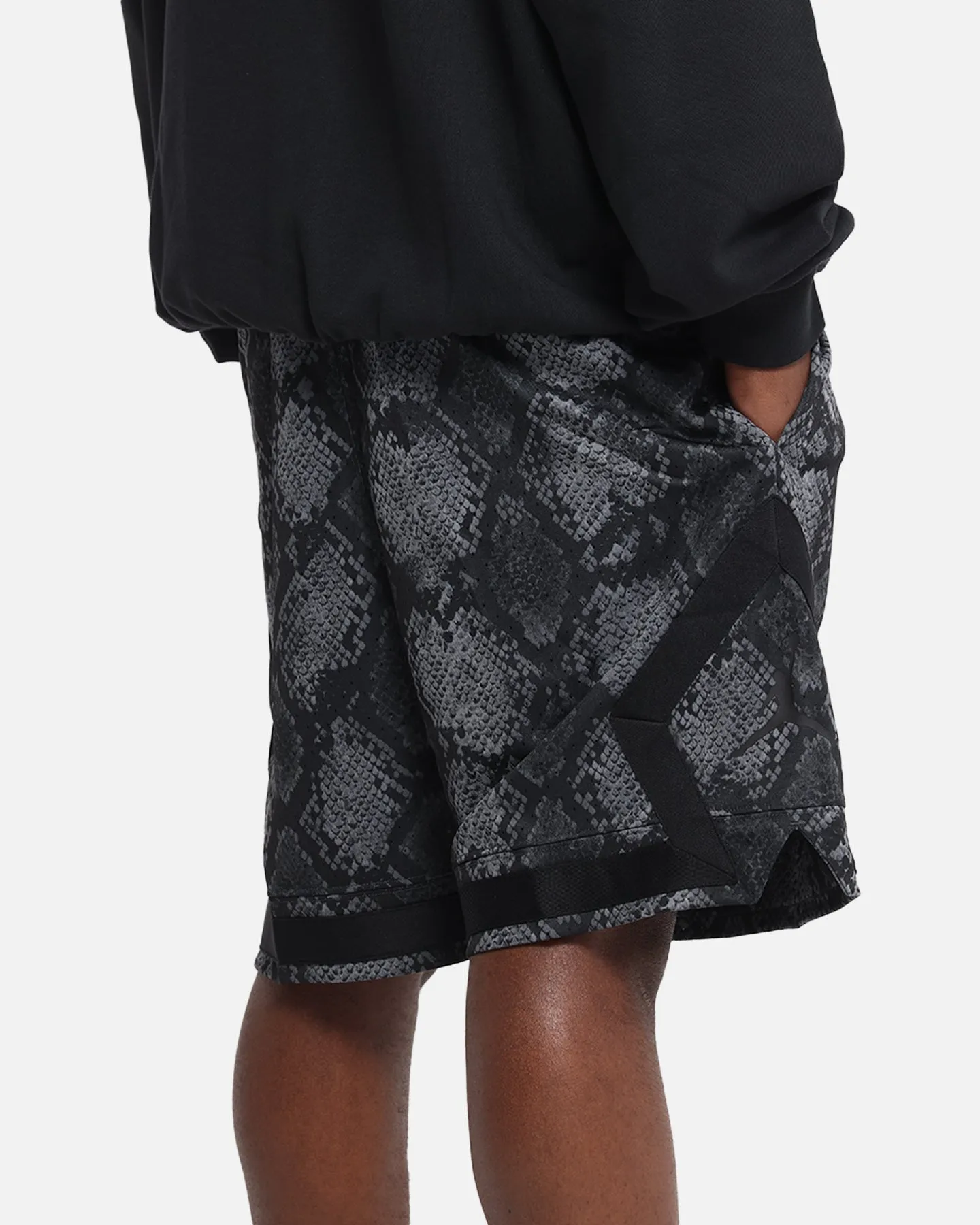 No Ride Up Stretchy Waist Jordan Jumpman Dri-FIT Sport Diamond Shorts Black/Black