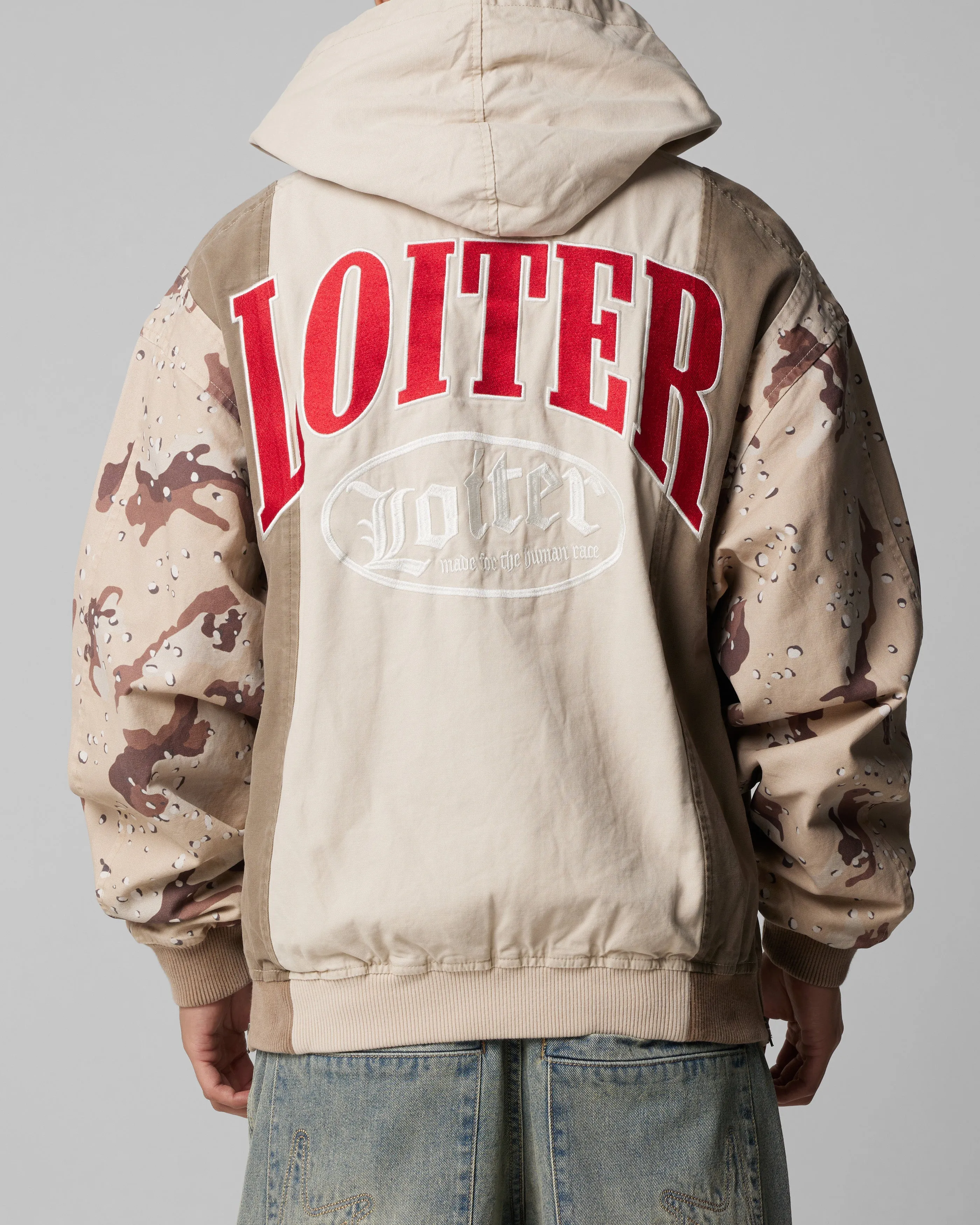 Athleisure Look Brushed Interior Texture Loiter Splinter Hoodie Desert Camo
