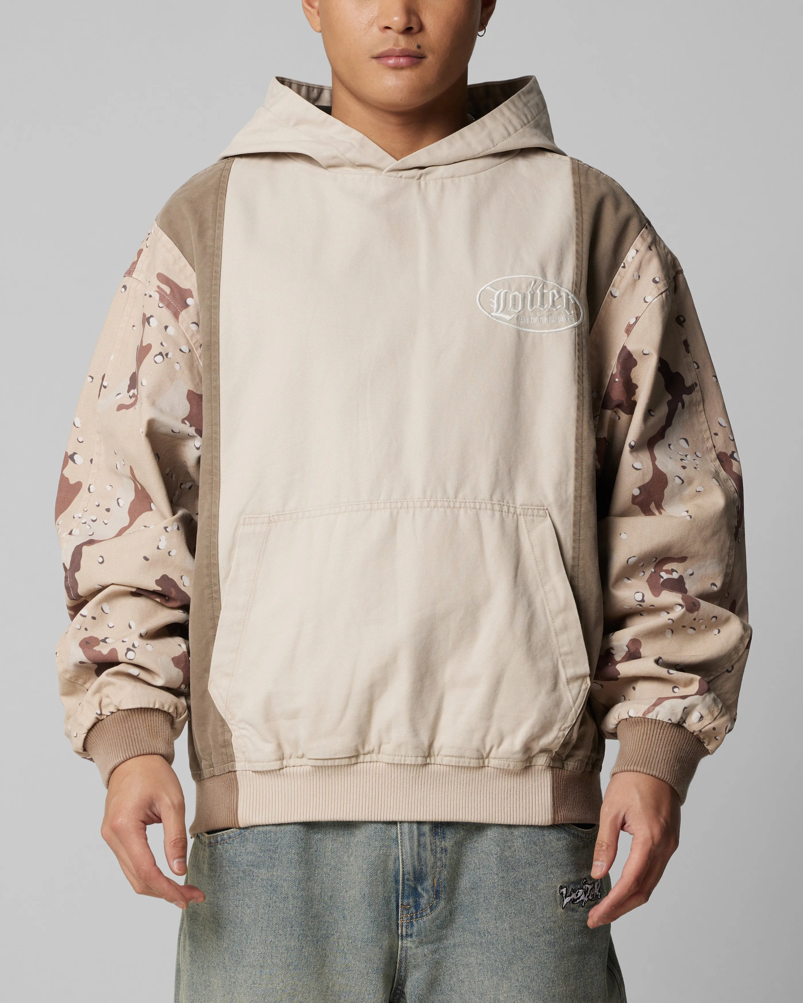 Stylish Details Loiter Splinter Hoodie Desert Camo