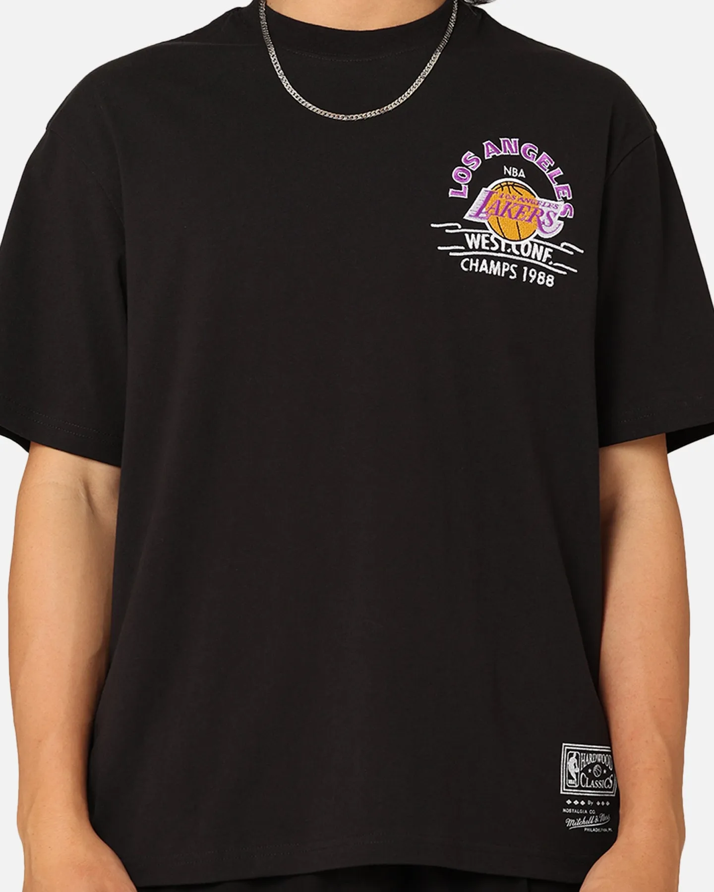 Mitchell & Ness Los Angeles Lakers Arch T-Shirt Faded Black Simple Comfort Wear