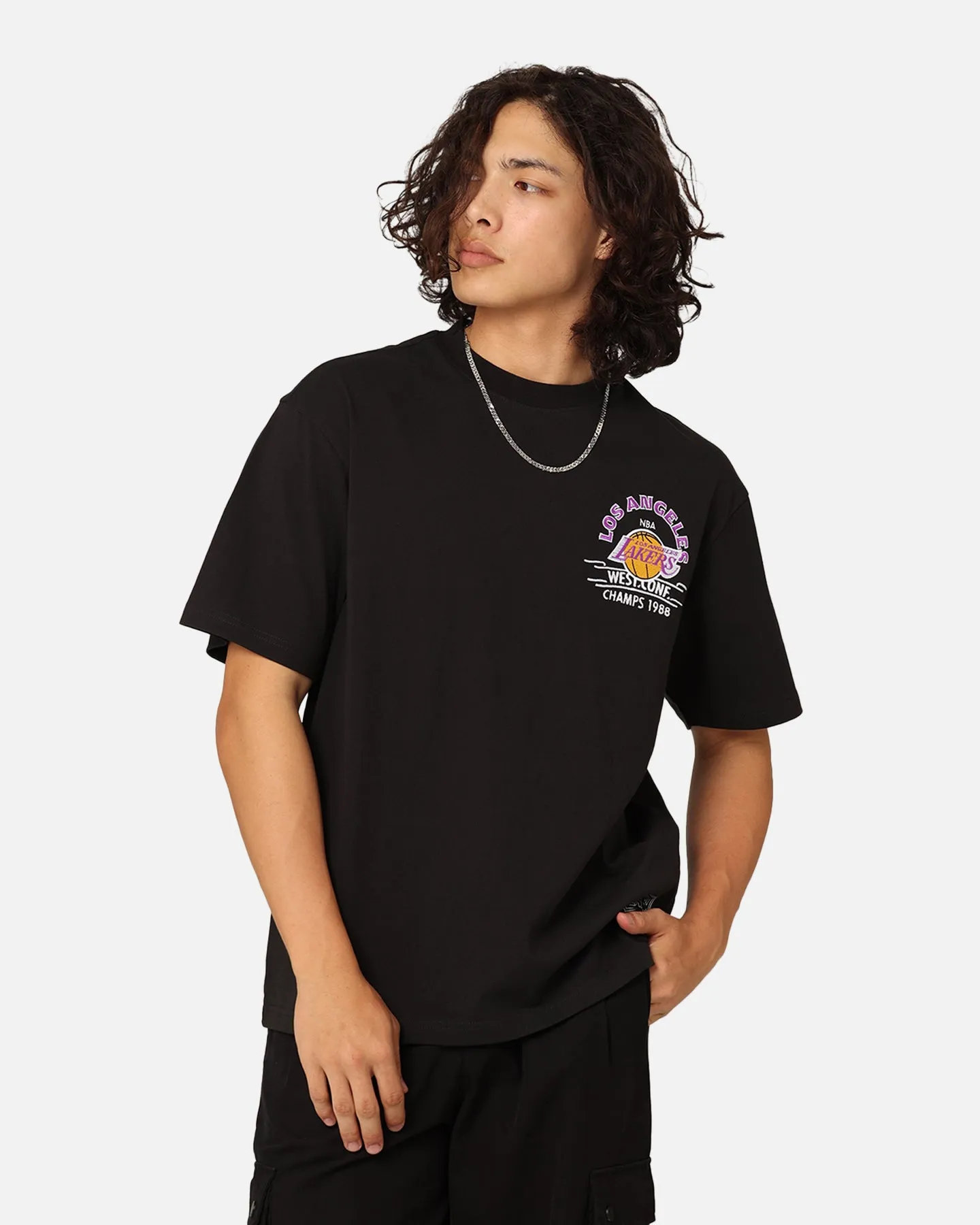 Effortless Daywear High-Quality Cotton Mitchell & Ness Los Angeles Lakers Arch T-Shirt Faded Black