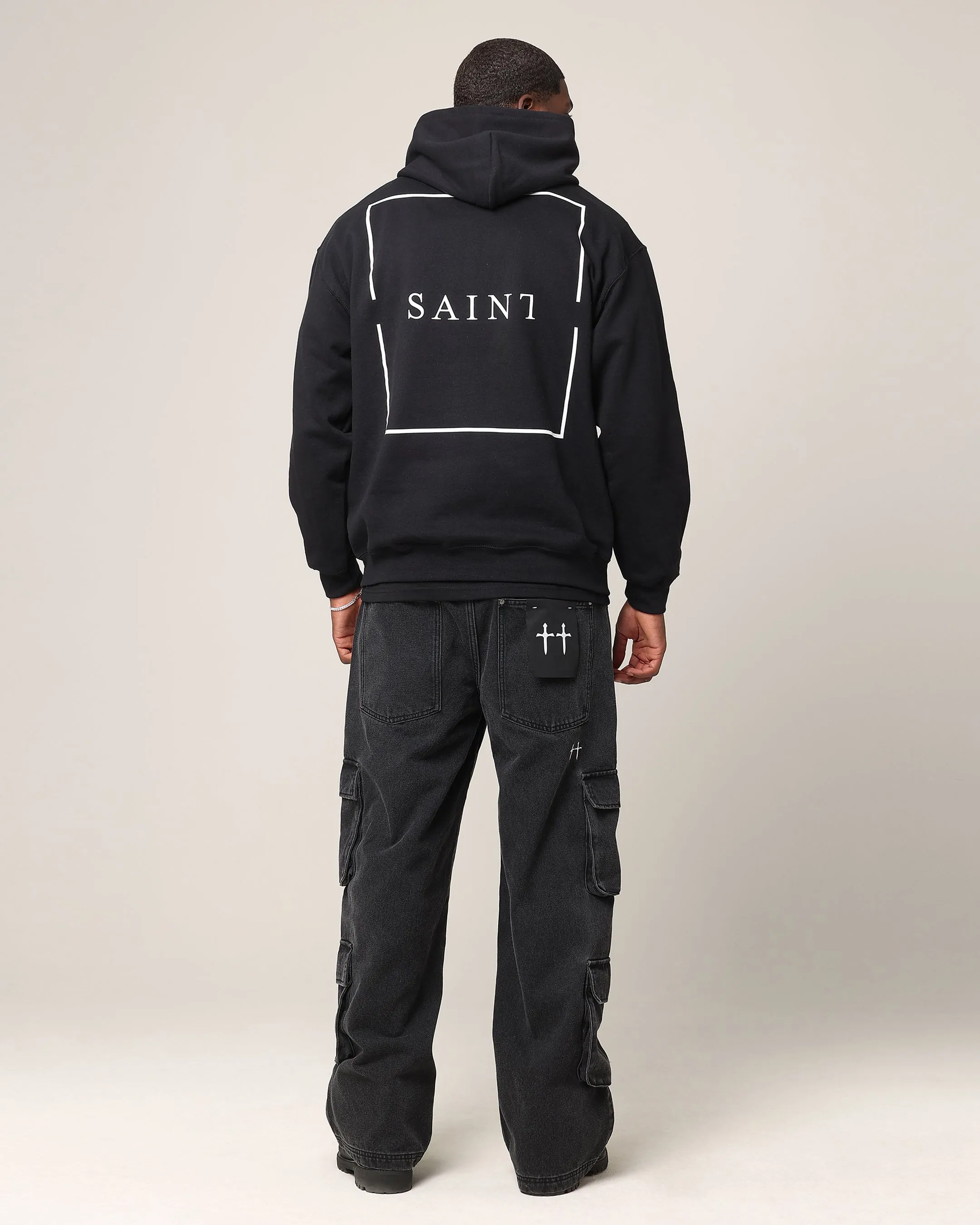 Saint Morta Division Hoodie Black Solid Color Recycled Polyester