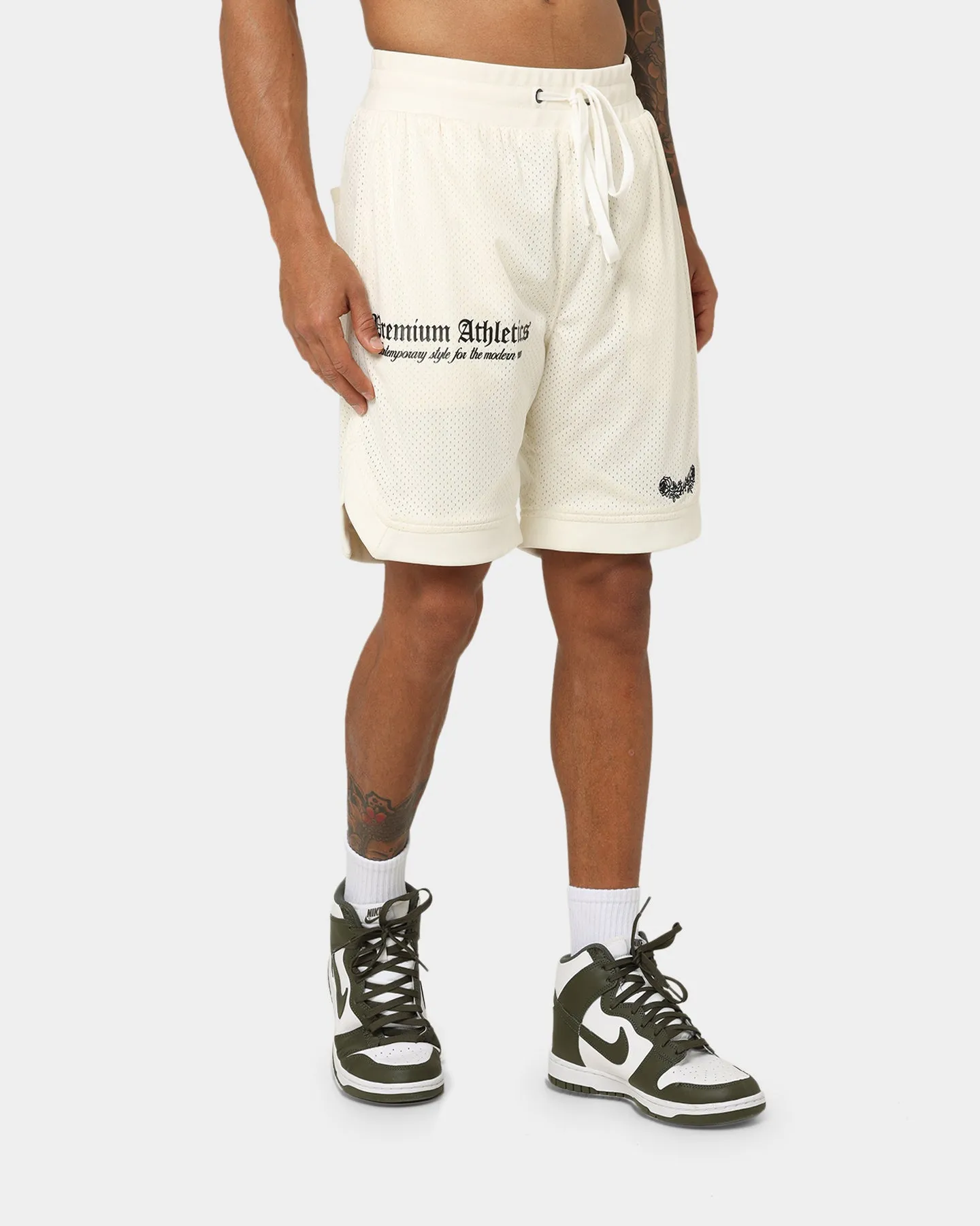 404 Premium Athletics Basketball Shorts Off White Yarn Dyed Pattern