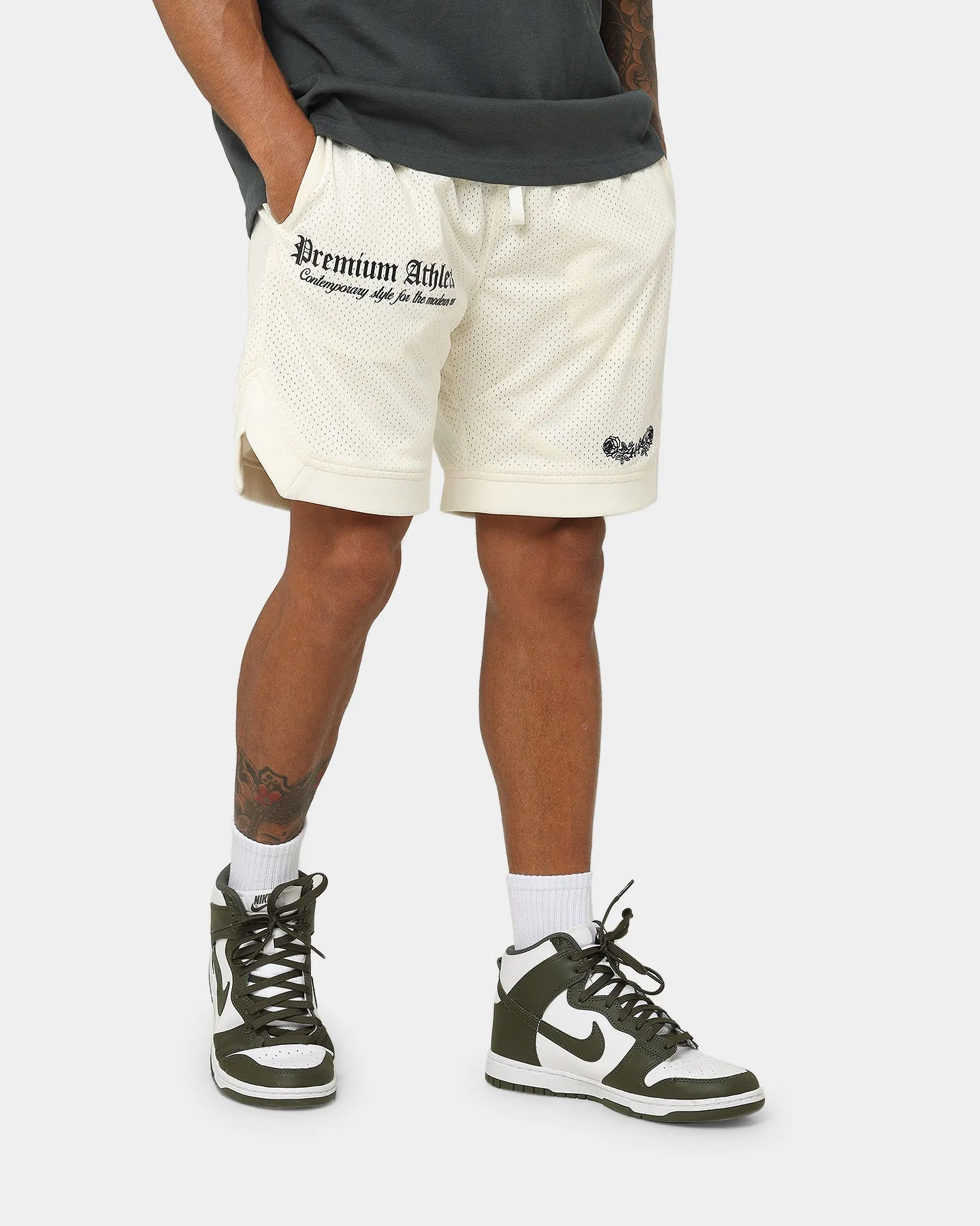 404 Premium Athletics Basketball Shorts Off White Comfy Cut Recycled Material