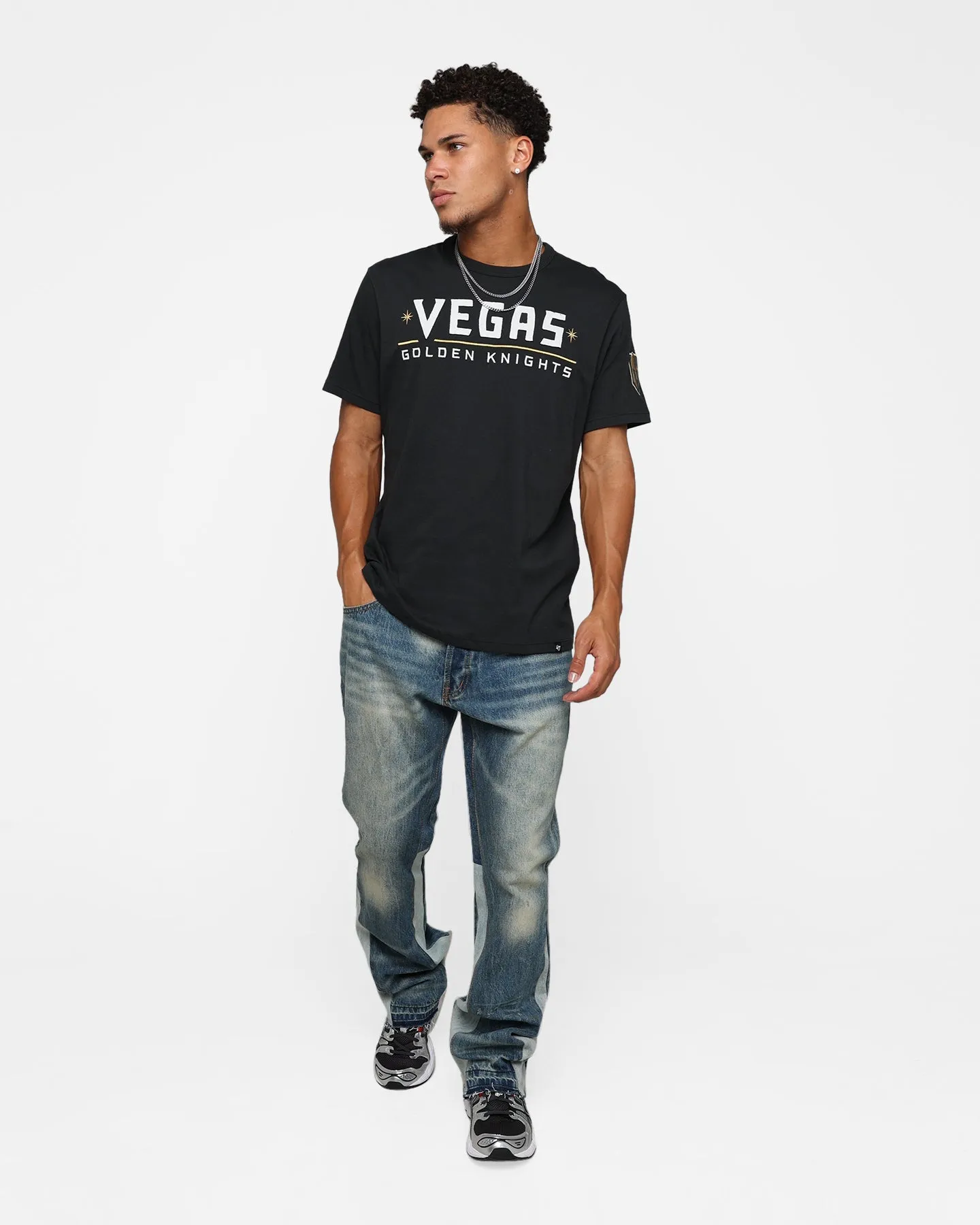 47 Brand Vegas Golden Knights Flint Black T-Shirt Black Fun and Comfortable Reinforced Shoulders