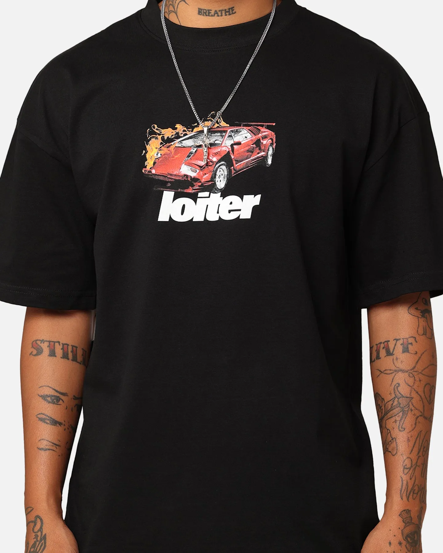 Loiter Collision T-Shirt Black Breezy Design Chic Style