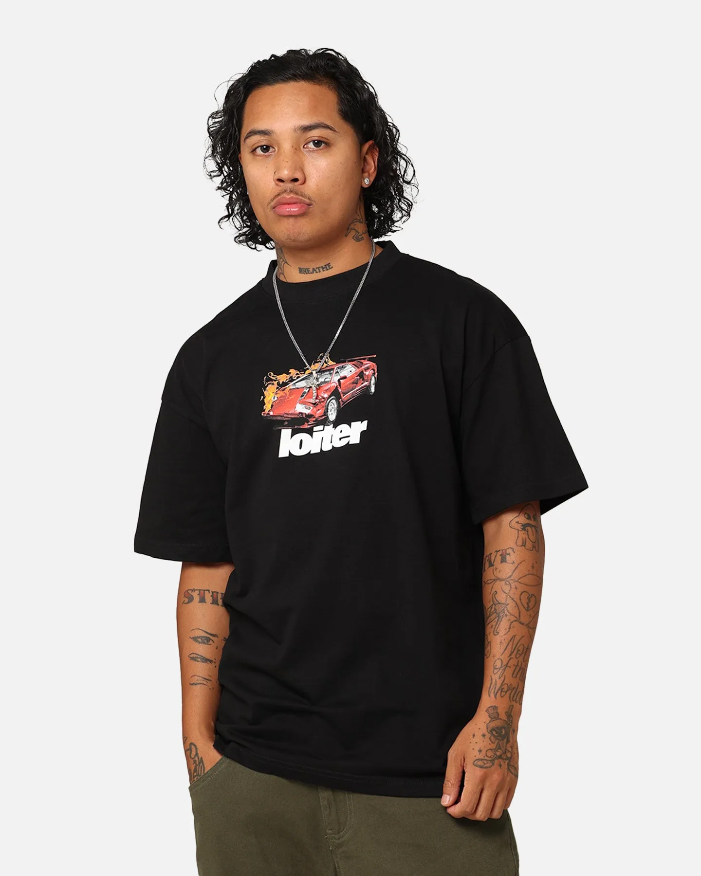 Non Toxic Printing SustainableManufacturing Loiter Collision T-Shirt Black