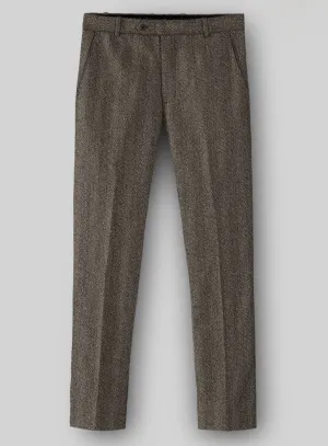 Comfort and Luxury Naples Wide Herringbone Brown Tweed Pants