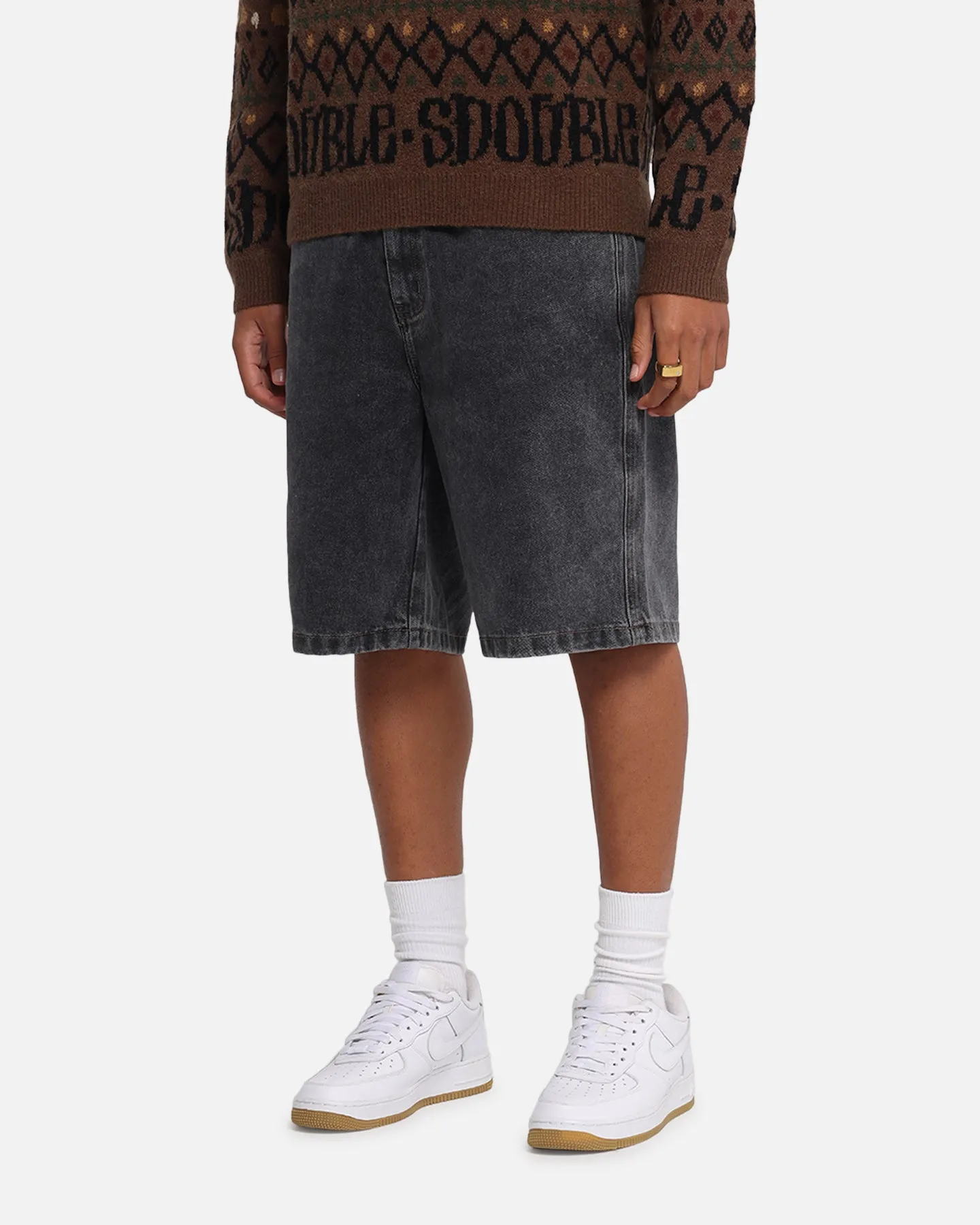 Retroreflective Accents garden work S Double Denim Standard Shorts Faded Black