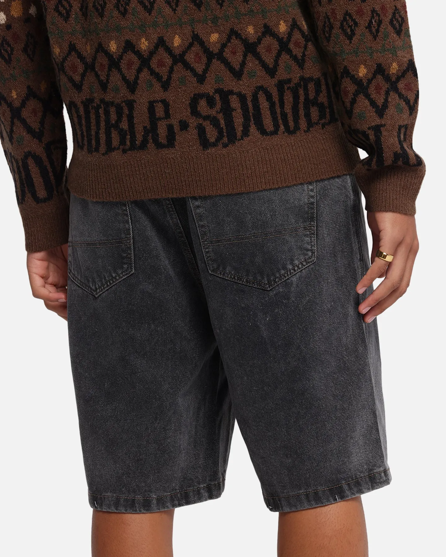Budget - friendly skin friendly S Double Denim Standard Shorts Faded Black