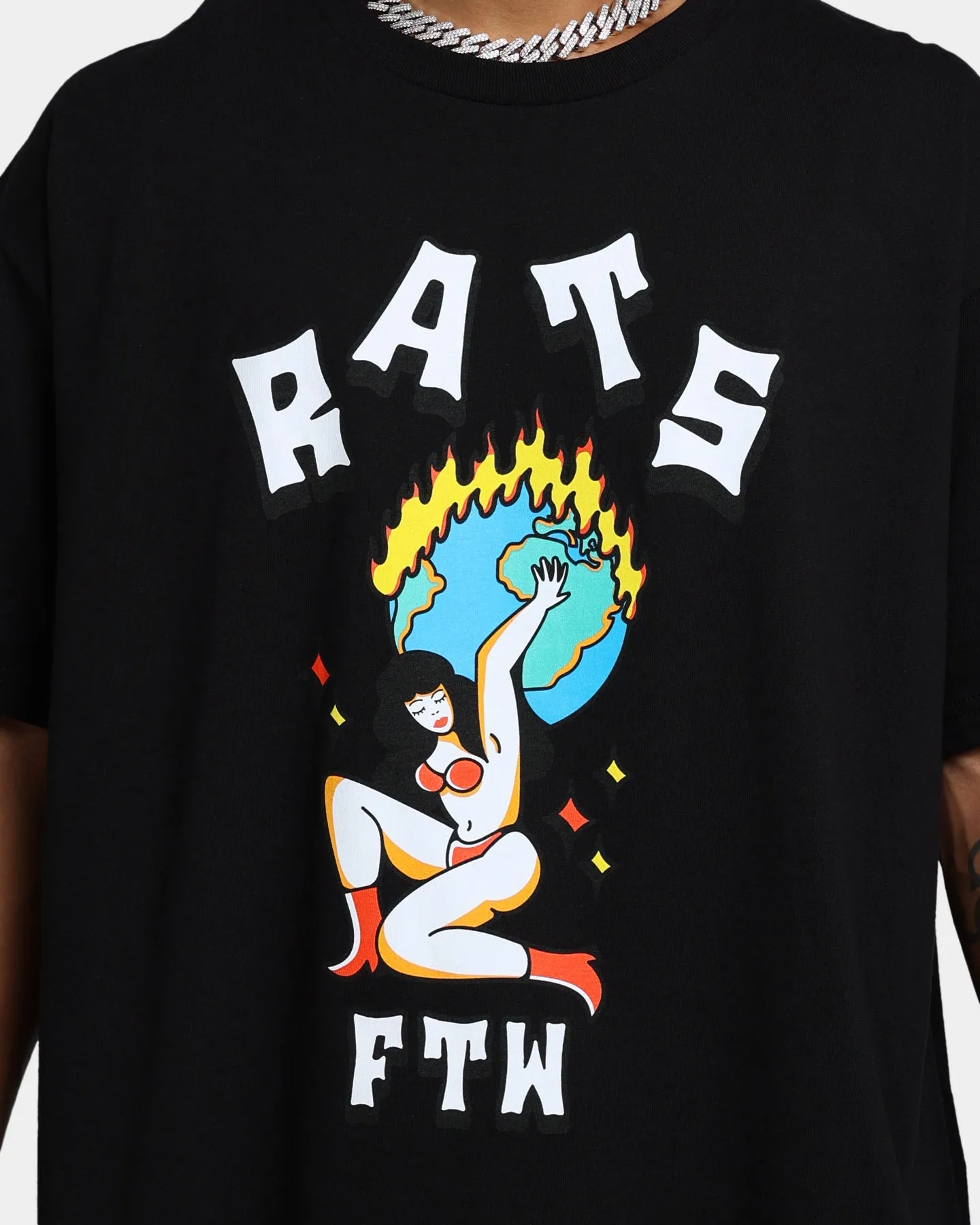 Comfy Essentials Wear Casual Look Wear Rats Get Fat FTW T-Shirt Black