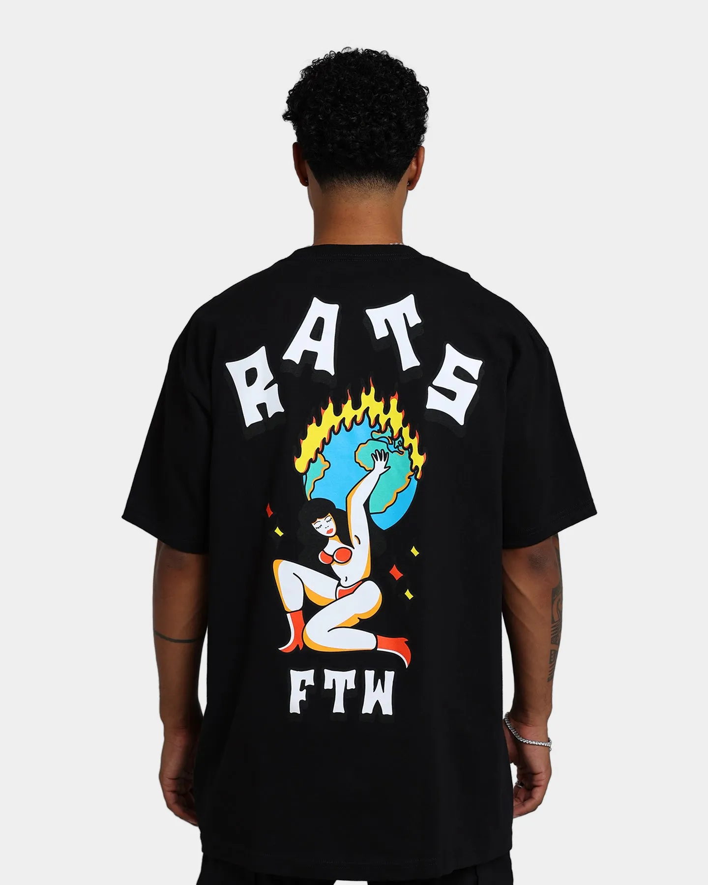 semi-formal style WrinkleFreeFabric Rats Get Fat FTW T-Shirt Black