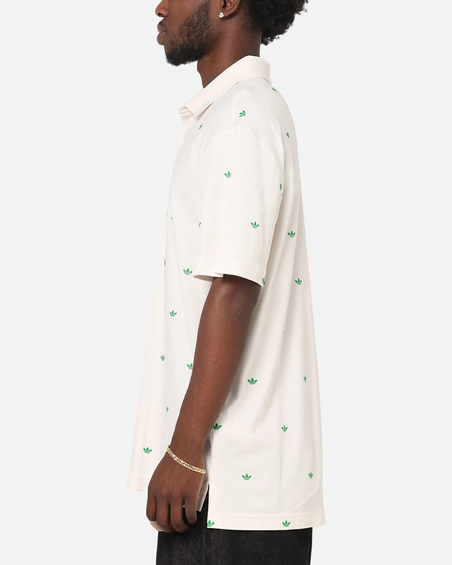 Chill Vibes Adidas Originals Printed Trefoil Polo T-Shirt Chalk White