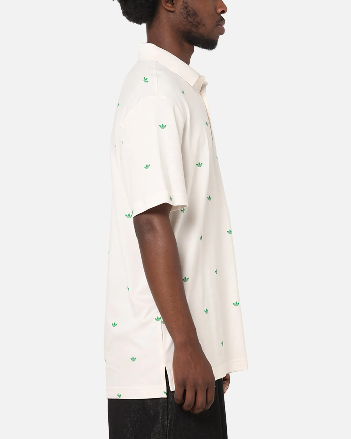 Adidas Originals Printed Trefoil Polo T-Shirt Chalk White Seamless Side Panels