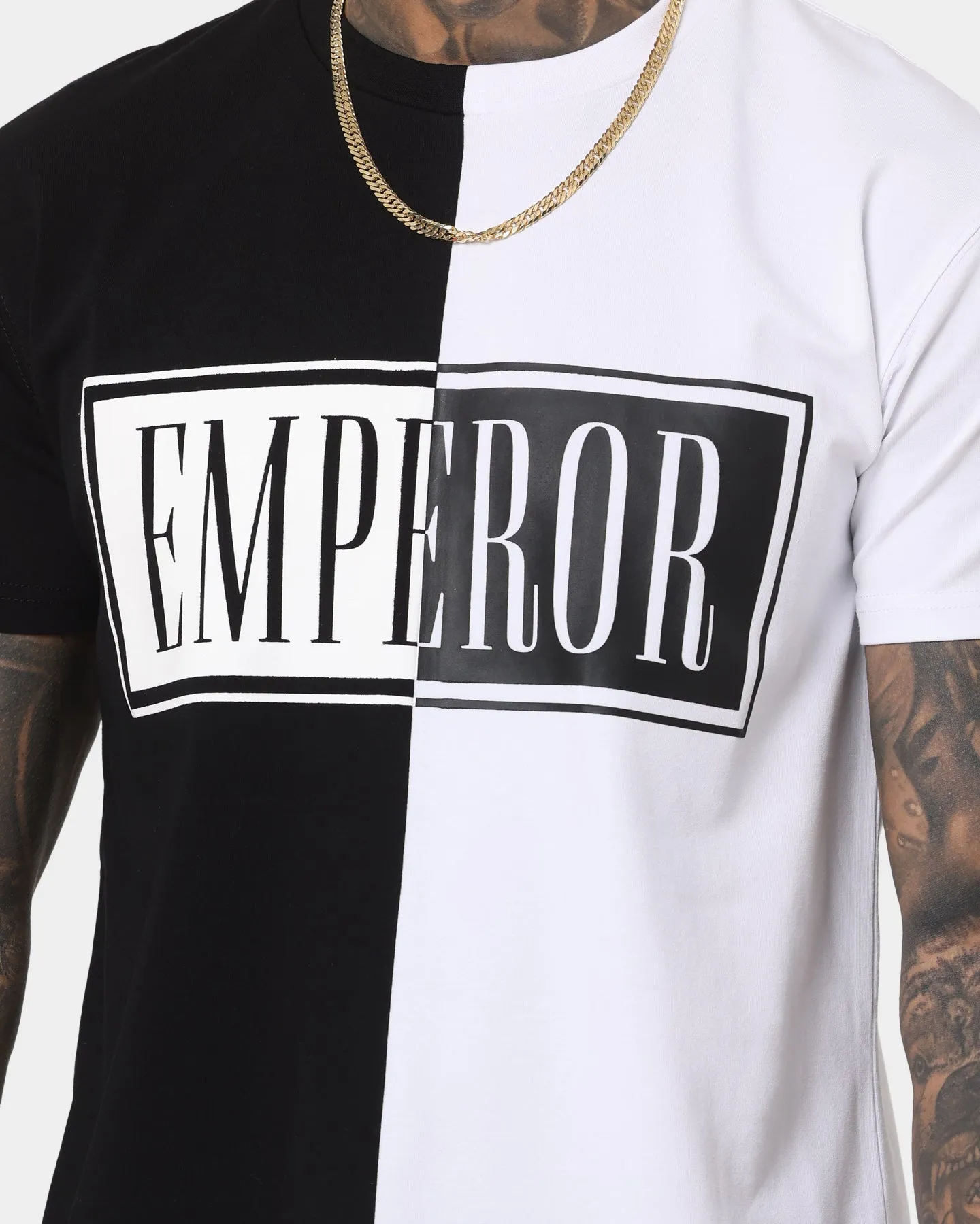 Emperor Apparel Split Hustle Short Sleeve T-Shirt Black/White Odor Resistant Material
