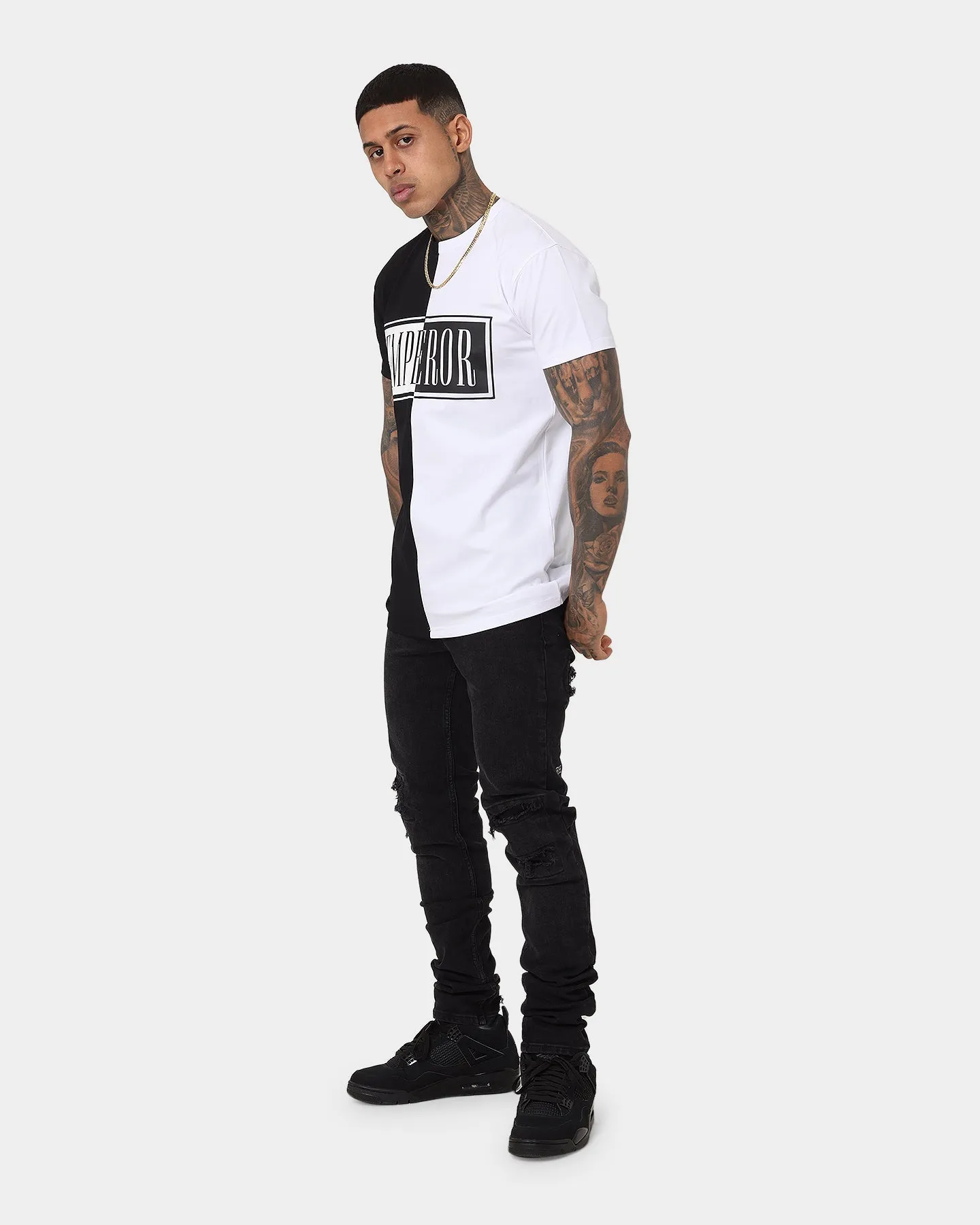Emperor Apparel Split Hustle Short Sleeve T-Shirt Black/White Stylish piece Fashion Forward