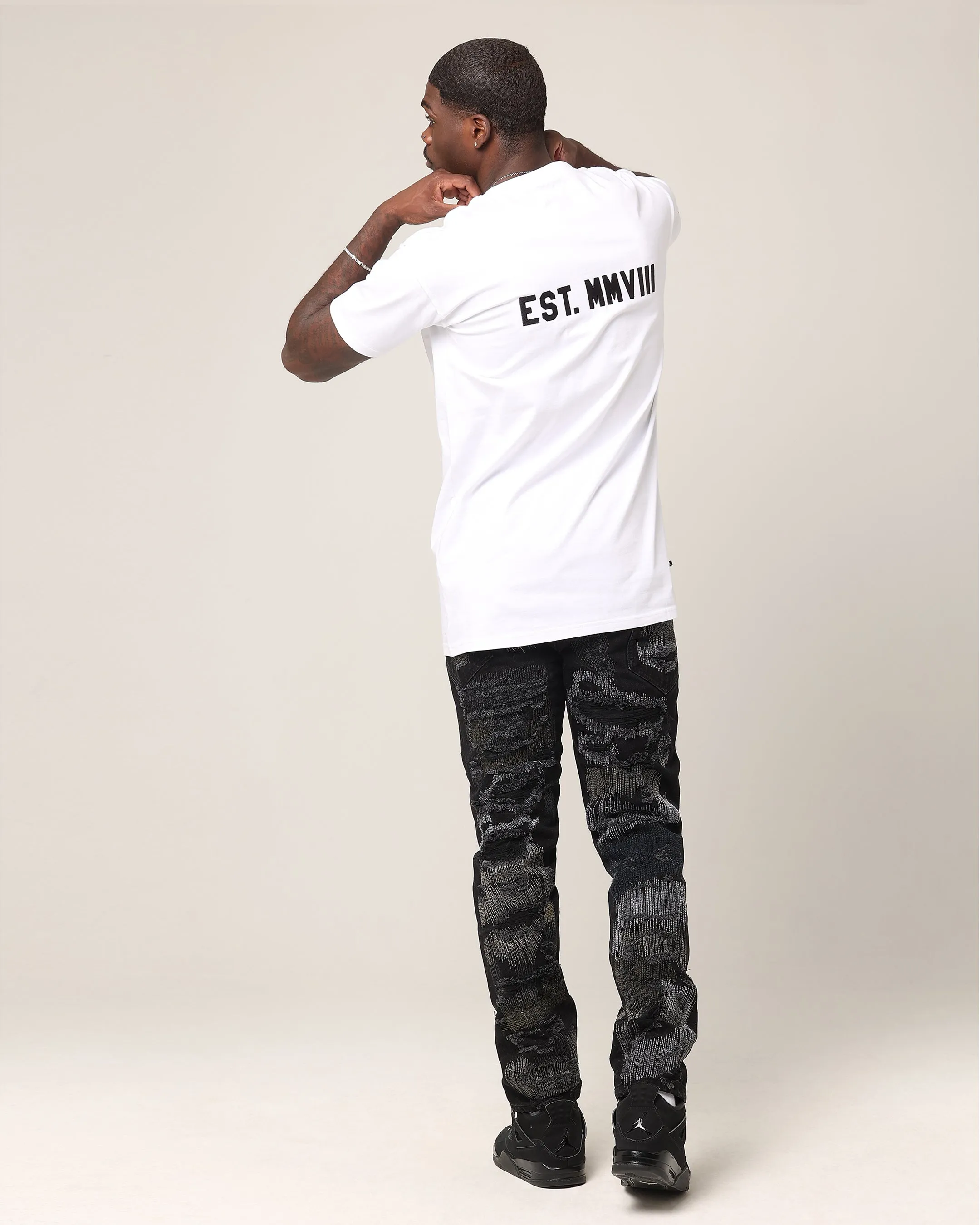 Saint Morta Yearbook Lafayette T-Shirt White/Black Printed Logo Chilly Day Wear